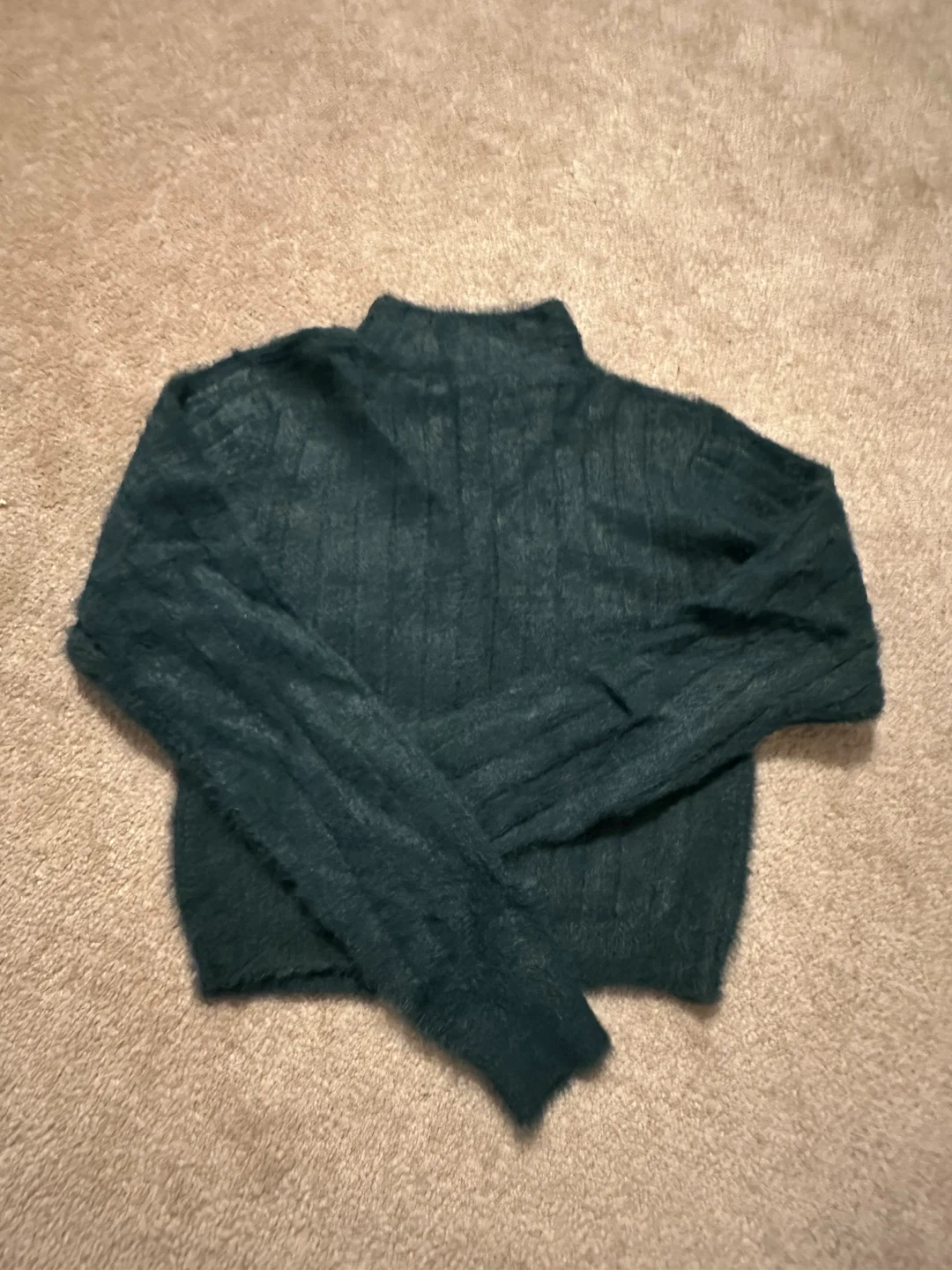 Forever 21 Fuzzy Mock Neck Sweater - Teal XL