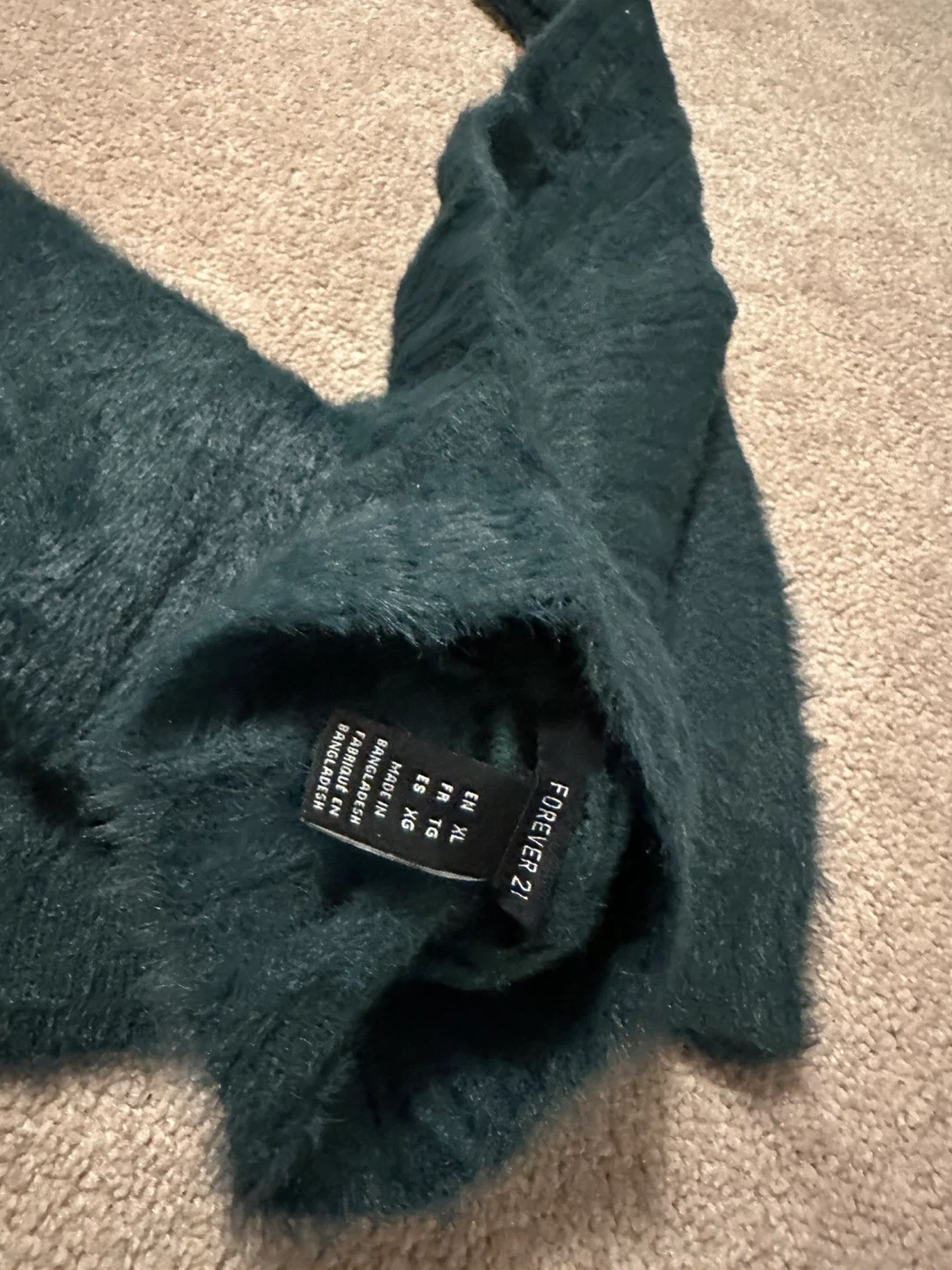 Forever 21 Fuzzy Mock Neck Sweater - Teal XL - photo 2