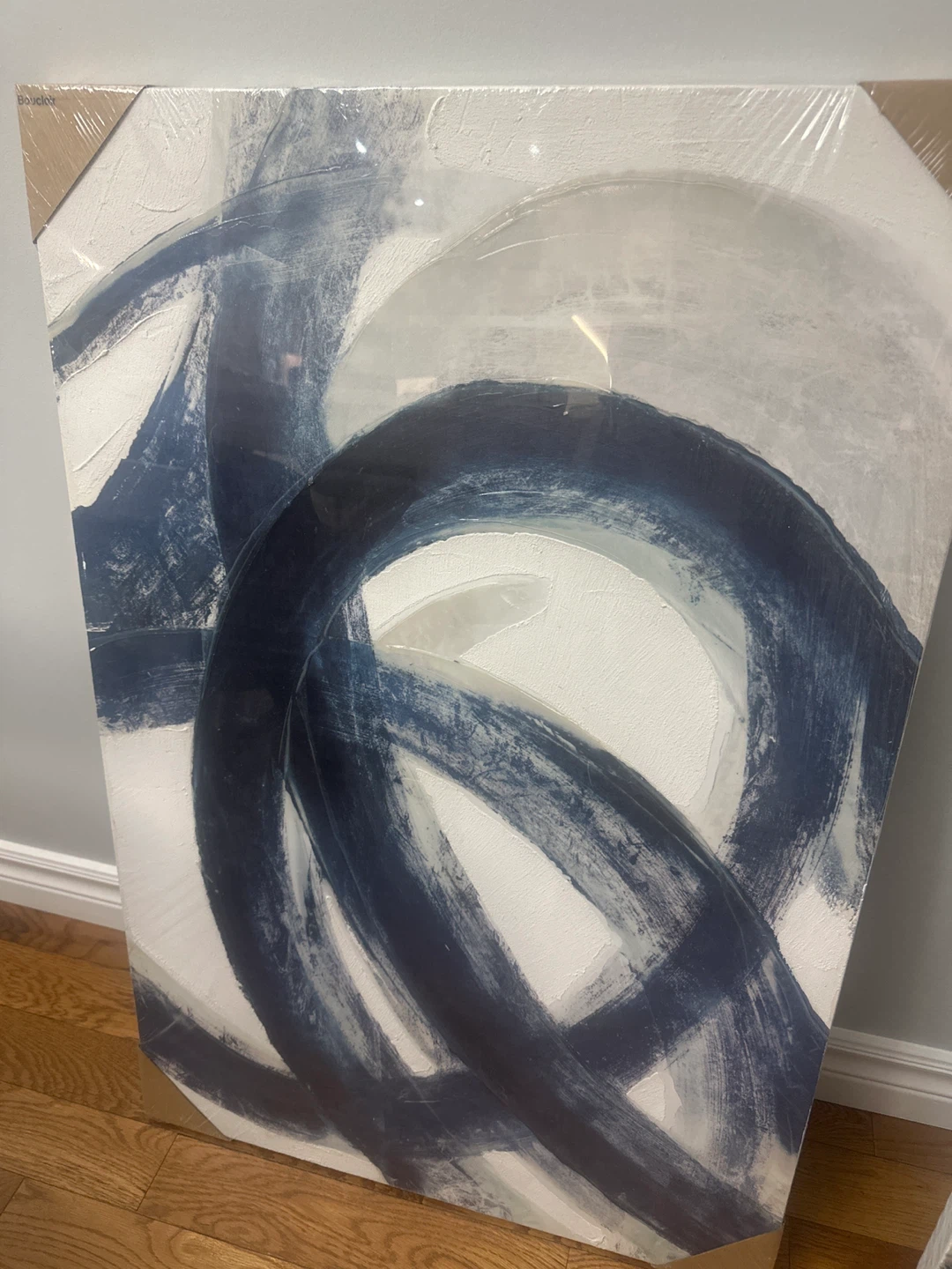 New Bouclair Navy Curves Abstract Canvas Art 24x36 - photo 3