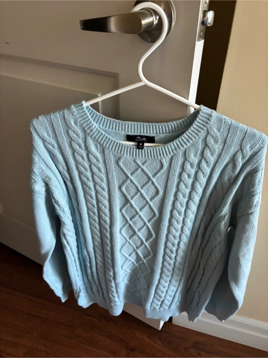 BalticCable Knit Sweater - Light Blue  Cotton - Size M