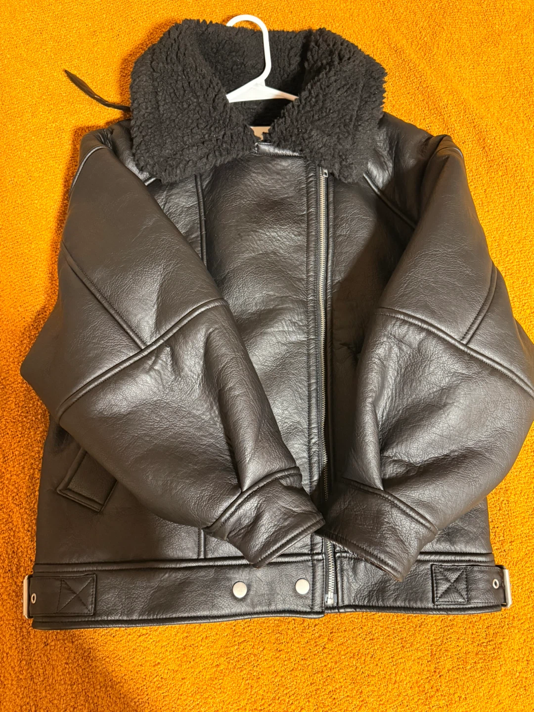 Oak + Fort Black Faux Leather Aviator Jacket - photo 2