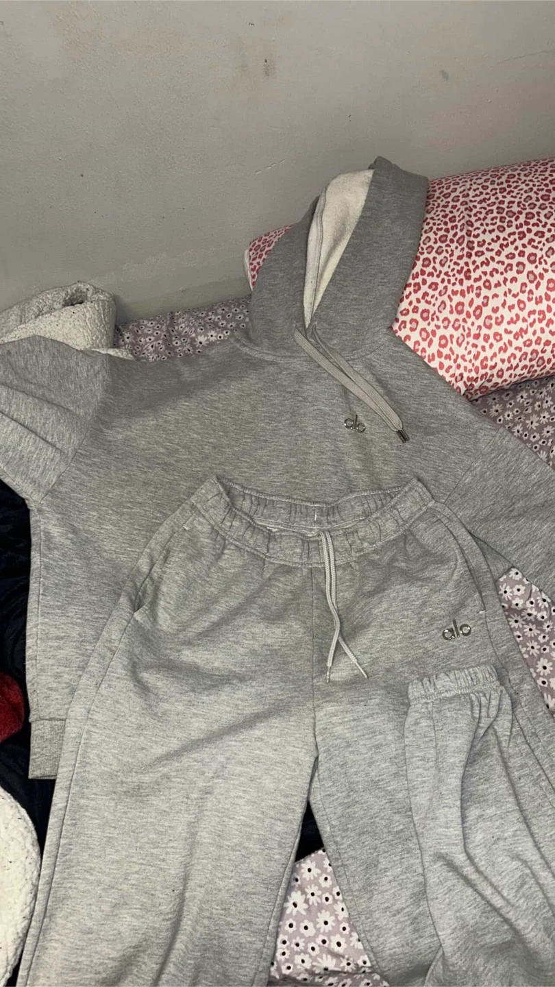 Alo Yoga Grey Hoodie and Sweatpants Set