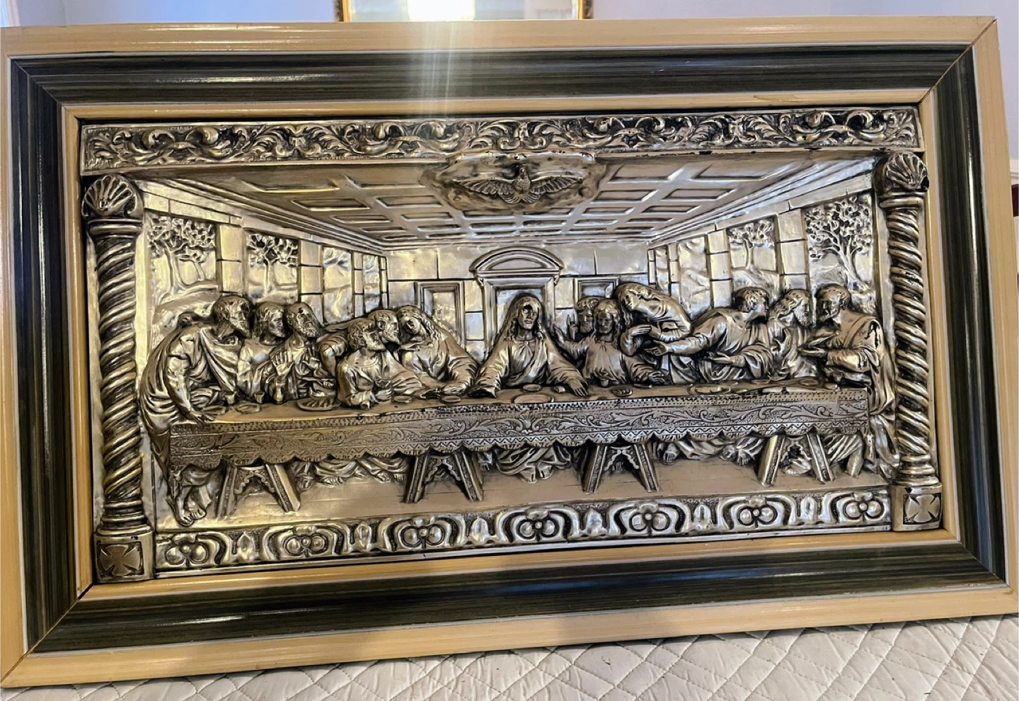 Framed "The Last Supper" Relief Art