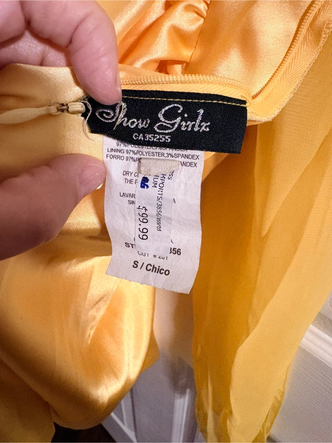Show Girls Yellow Ruched Dress with Scarf - Size S - photo 3