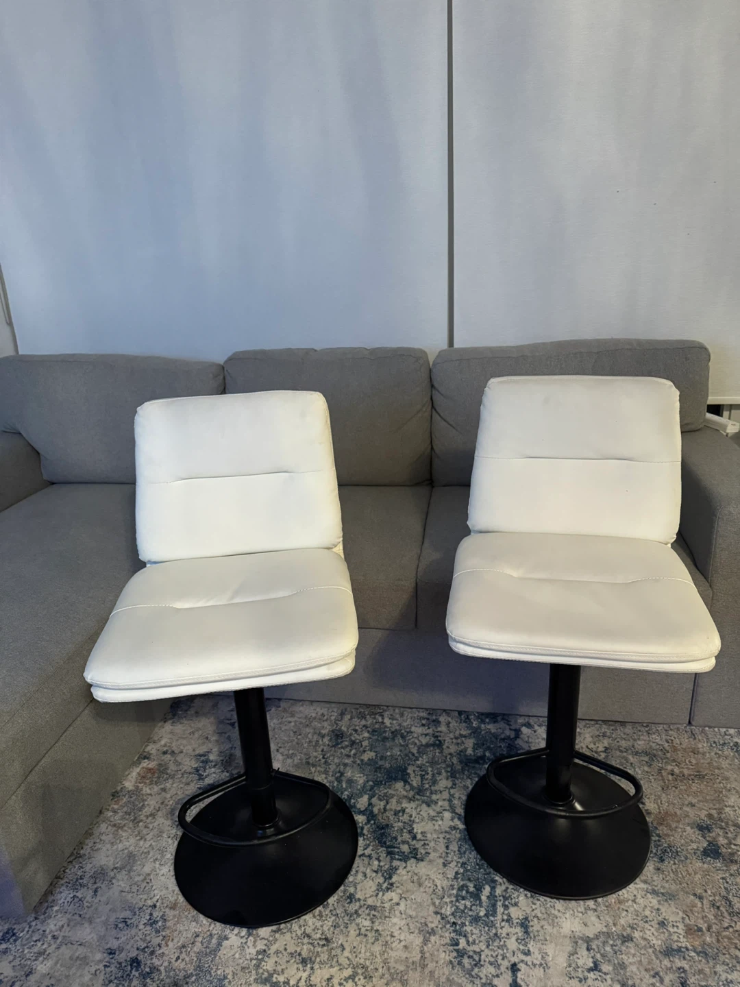 Pair of White Adjustable Bar Stools - photo 2