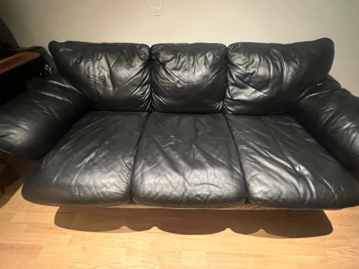 Black Leather Sofa and Armchair Set - photo 2