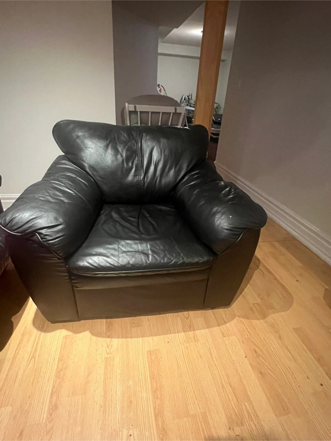 Black Leather Sofa and Armchair Set - photo 3