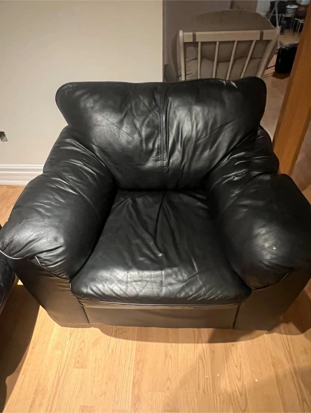 Black Leather Sofa and Armchair Set