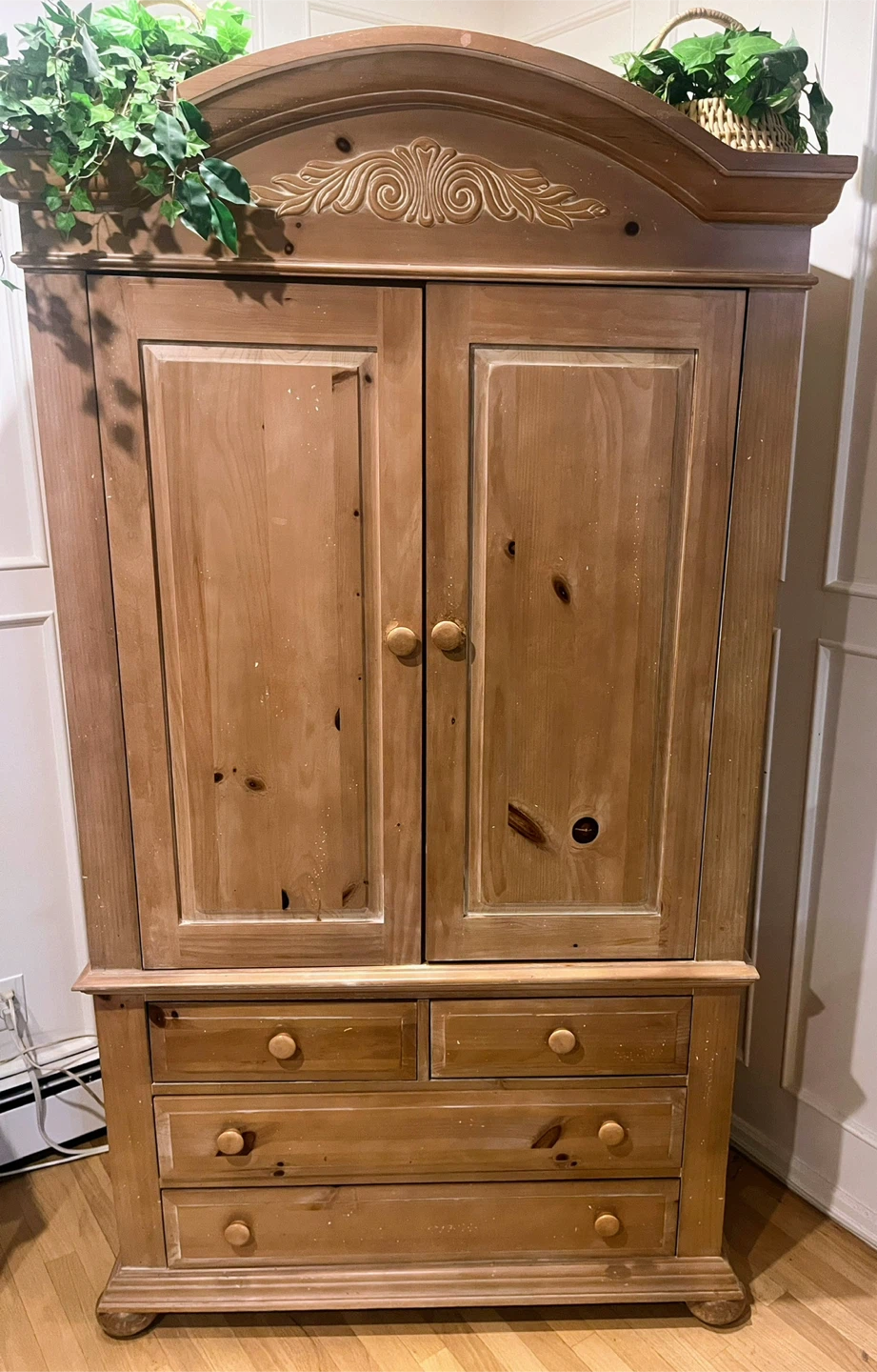 Wooden Armoire/ closet or Entertainment Center with TV and VCR