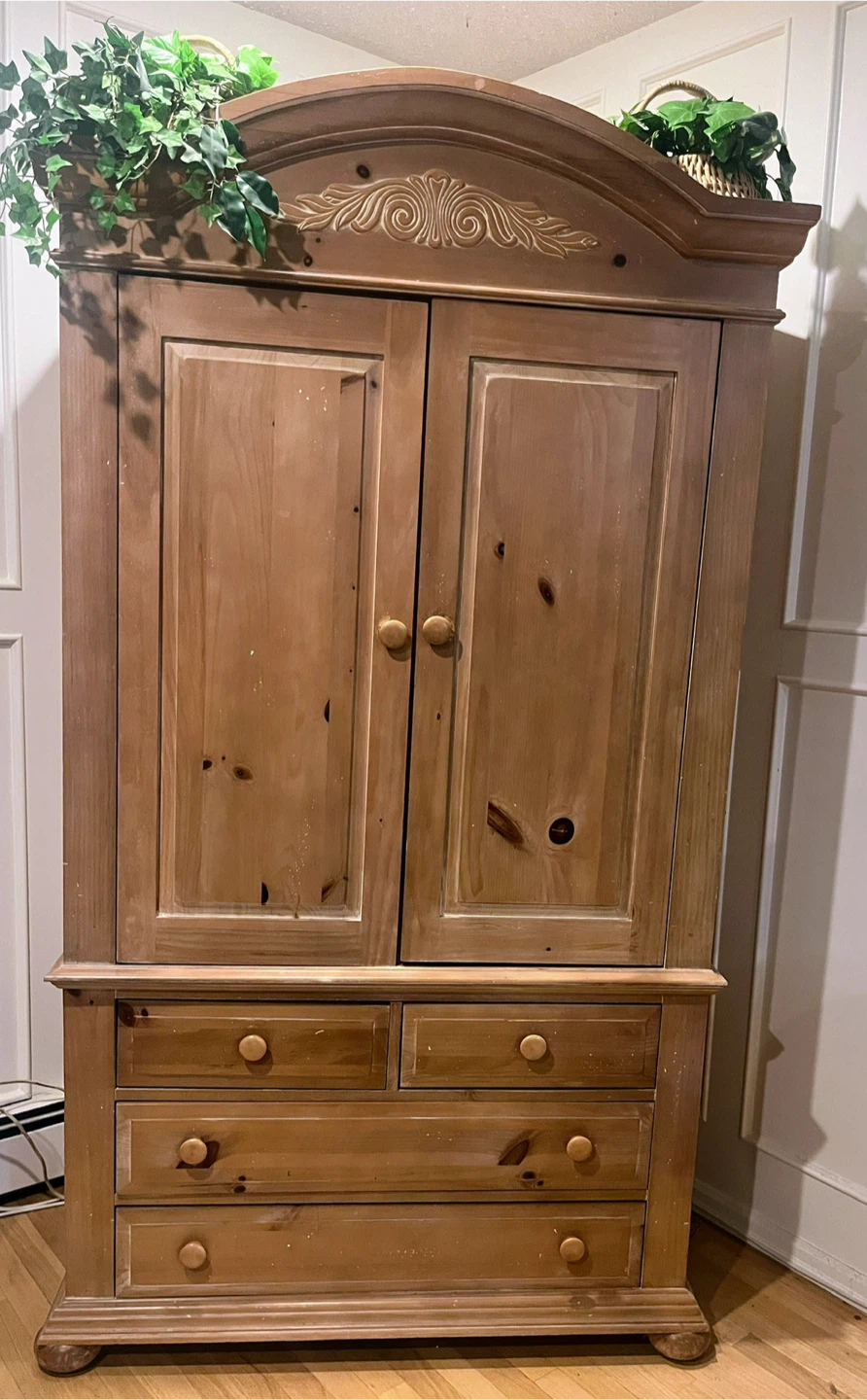 Wooden Armoire/ closet or Entertainment Center with TV and VCR - photo 3