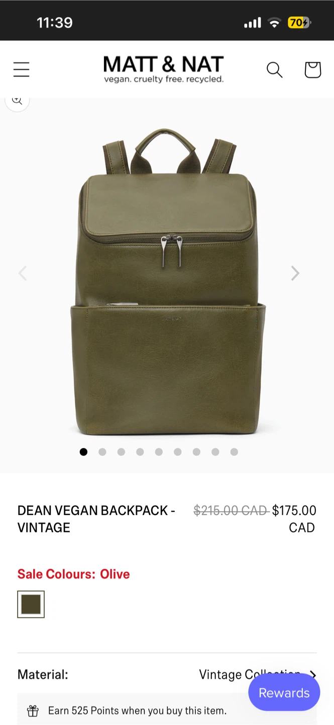 Matt & Nat Dean Vegan Backpack - Olive