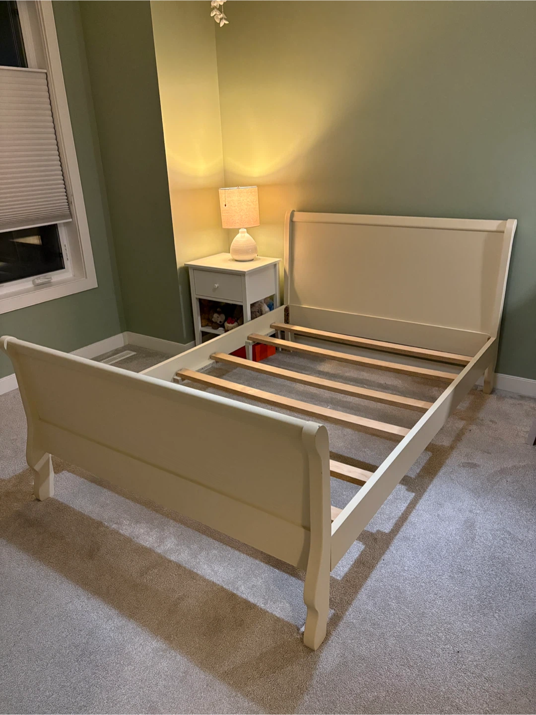 Double Cream Sleigh Bed Frame