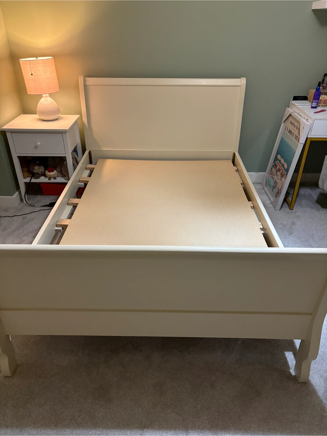Double Cream Sleigh Bed Frame - photo 3
