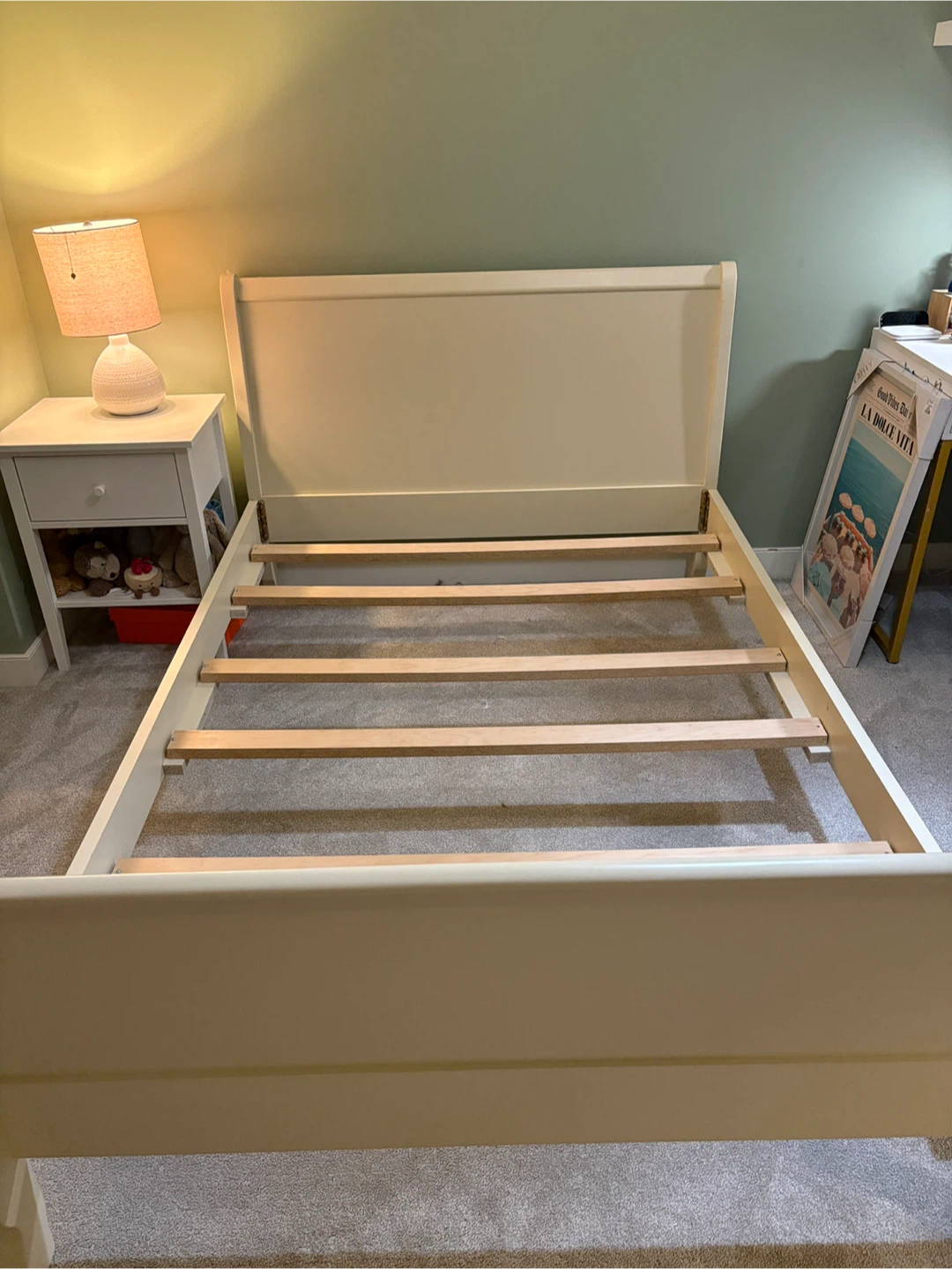 Double Cream Sleigh Bed Frame - photo 2