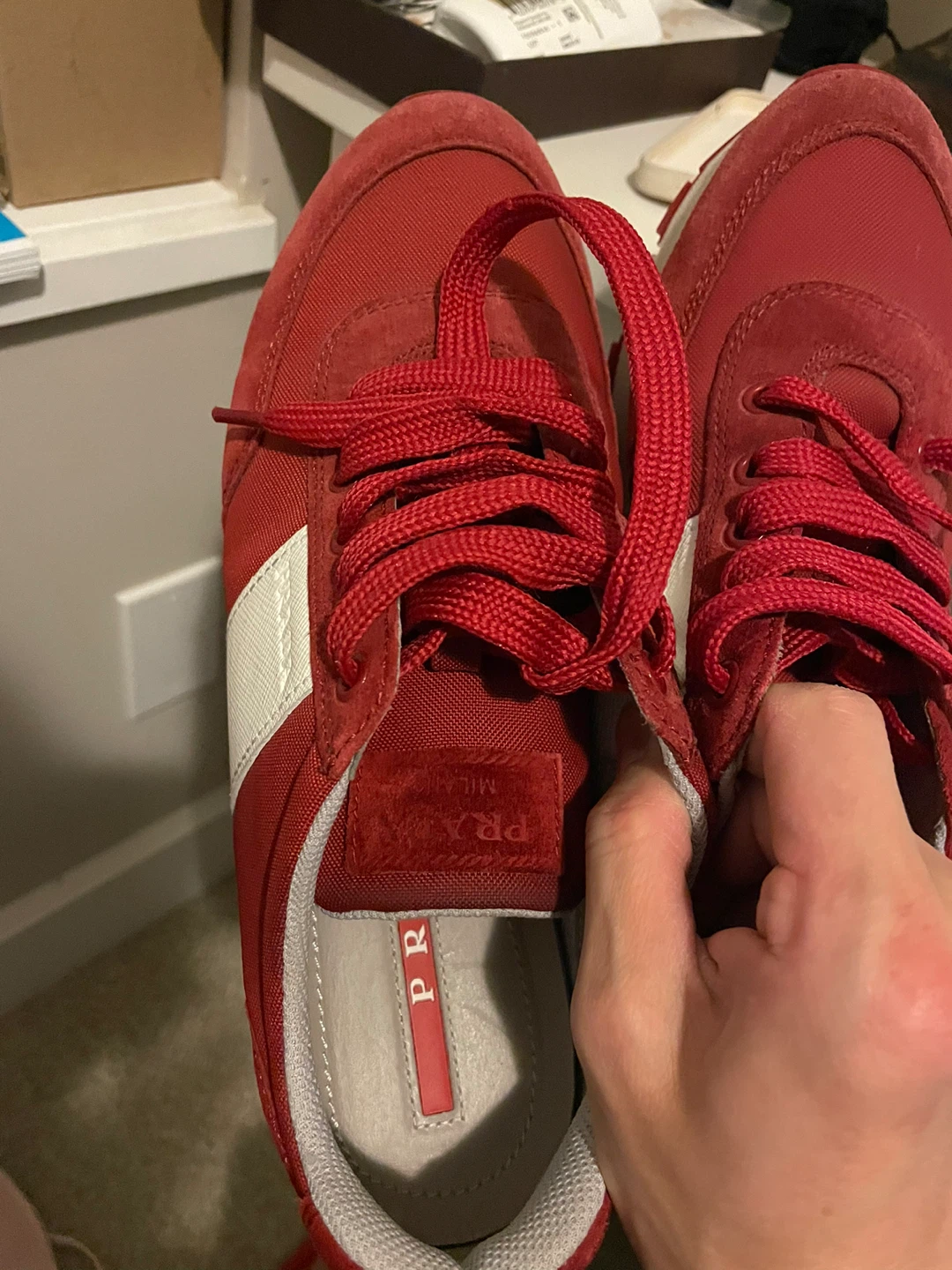 Prada Red Suede & Nylon Sneakers Size 37.5 - photo 3