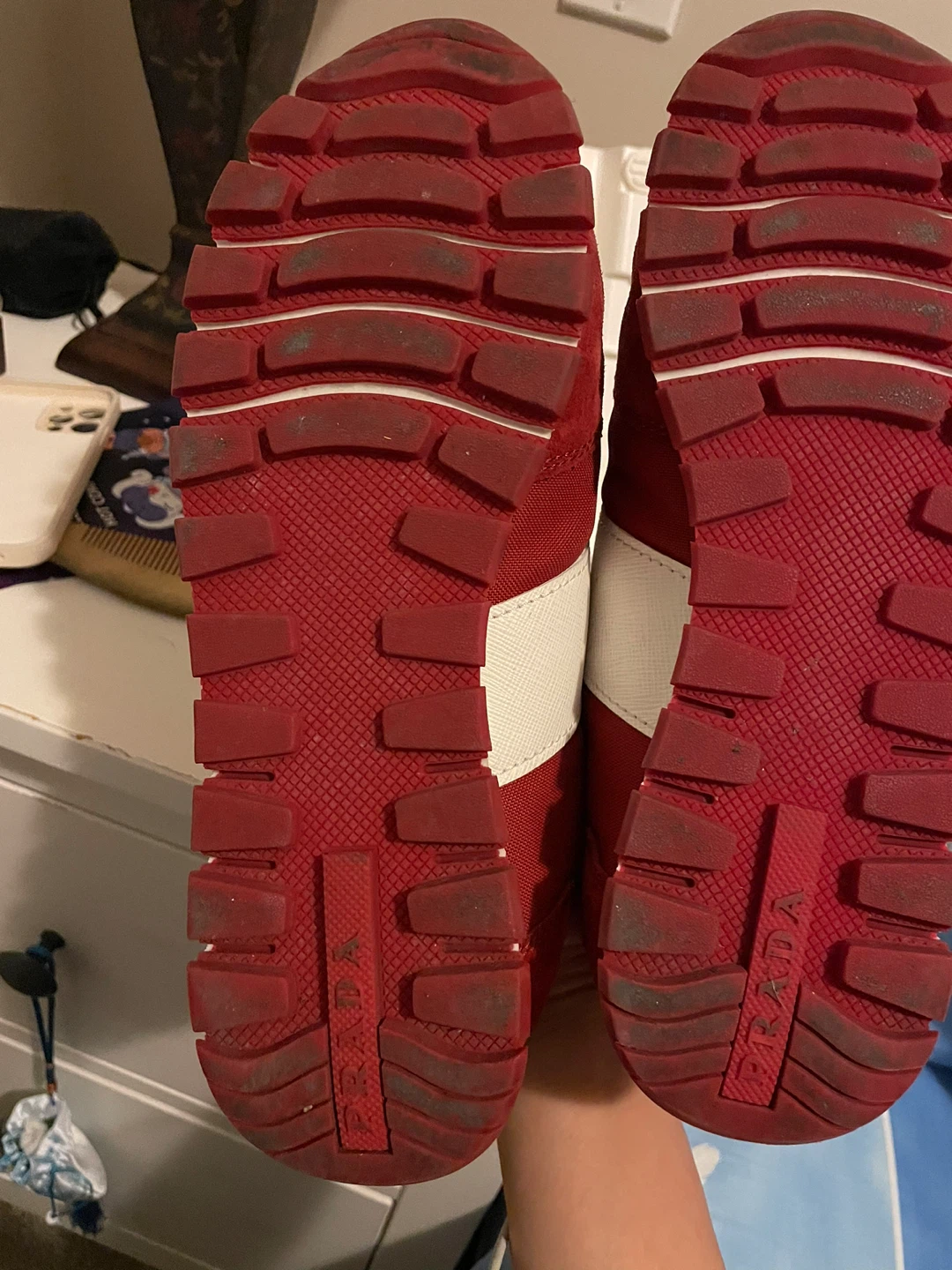 Prada Red Suede & Nylon Sneakers Size 37.5 - photo 5