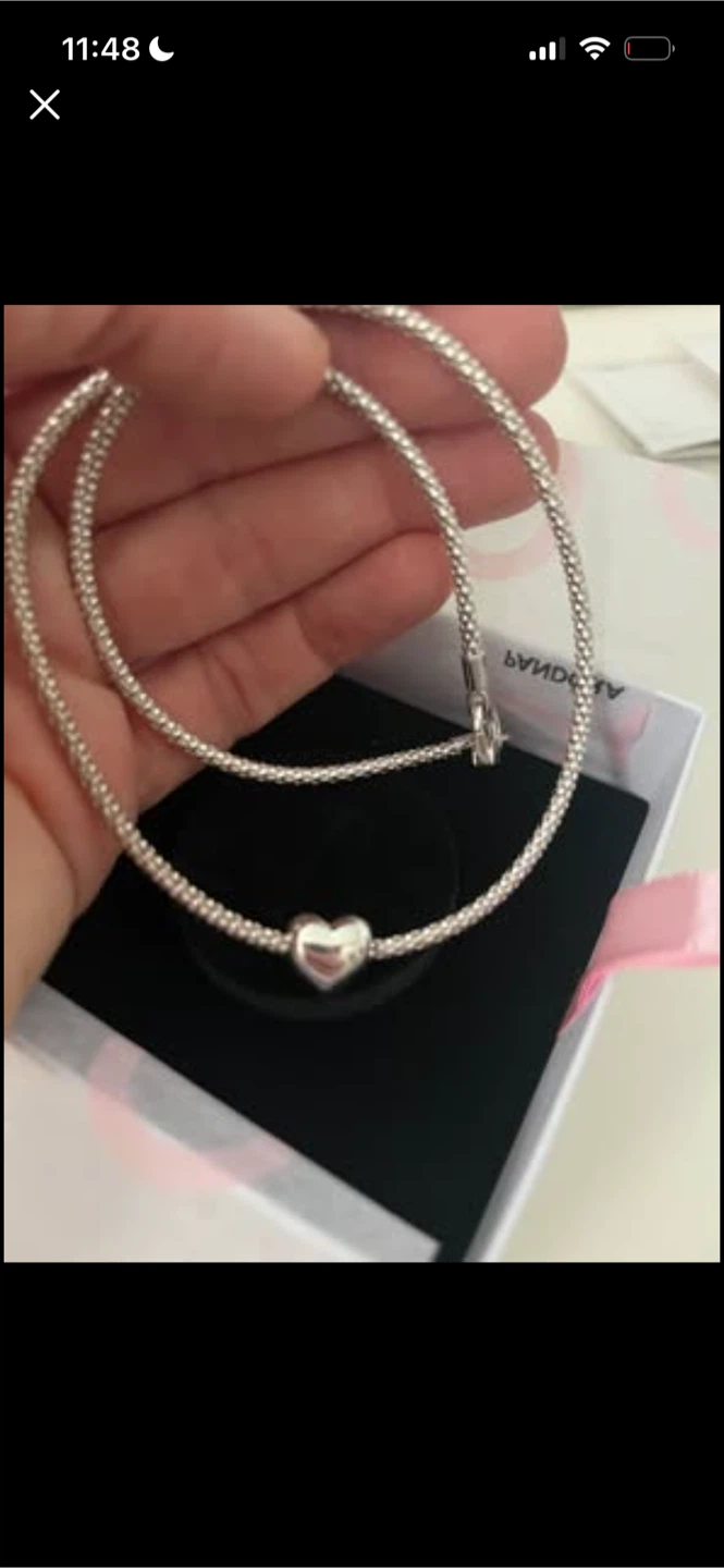 Pandora Sterling Silver Necklace with Heart Clasp