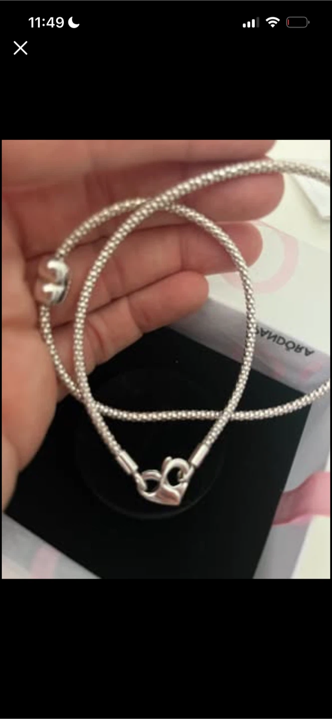 Pandora Sterling Silver Necklace with Heart Clasp - photo 2