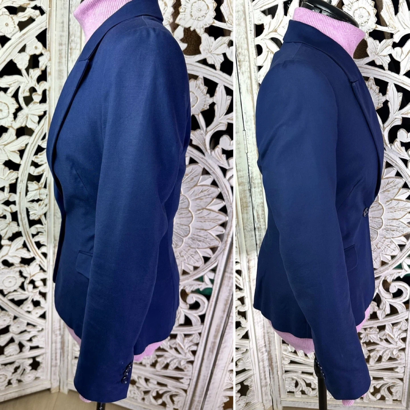 🥕 ZARA BASIC Womens Navy Blazer Jacket S One button 3 buttons - photo 2