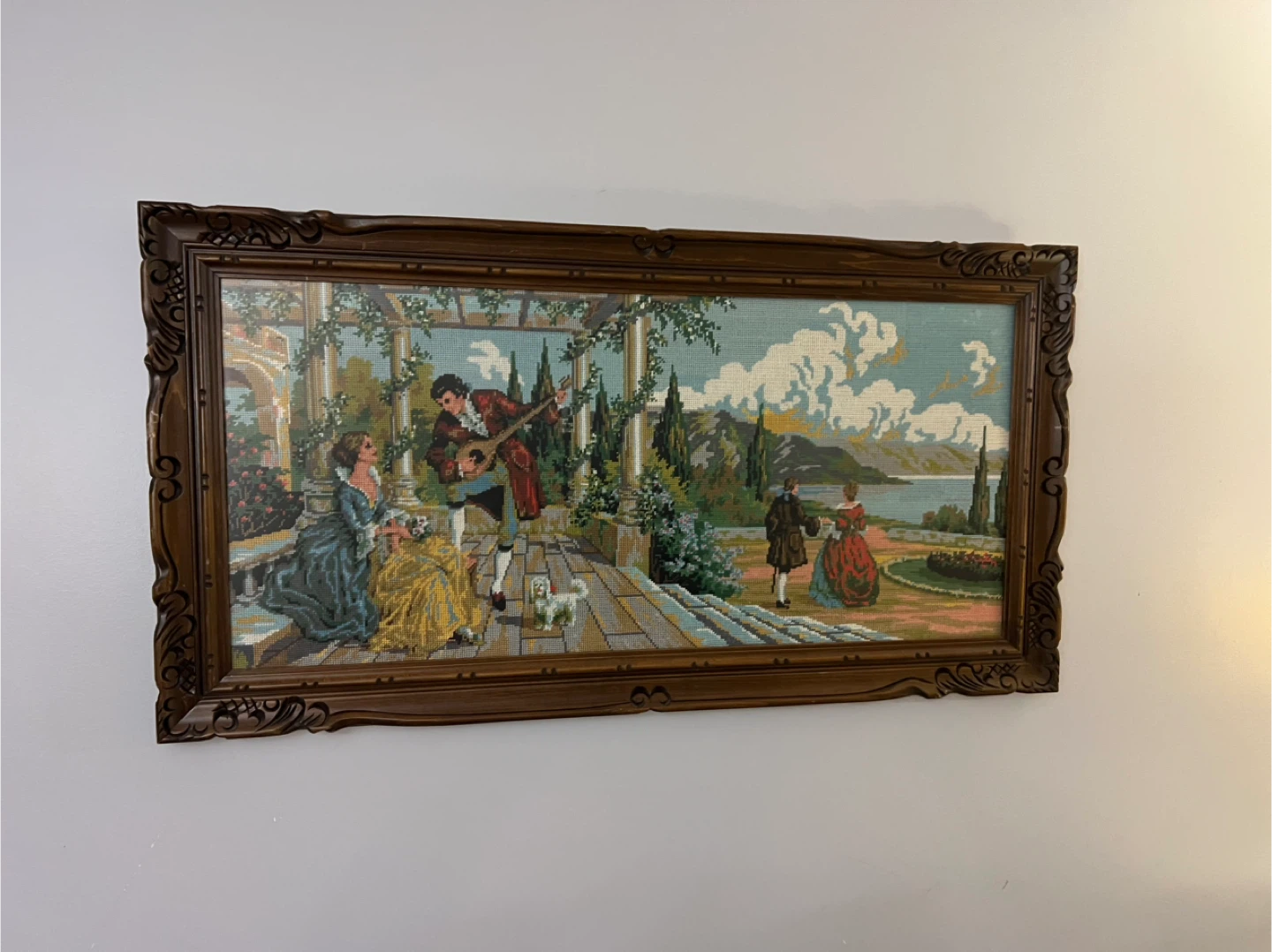 Free delivery used Framed Tapestry Wall Art - Garden Scene - photo 3