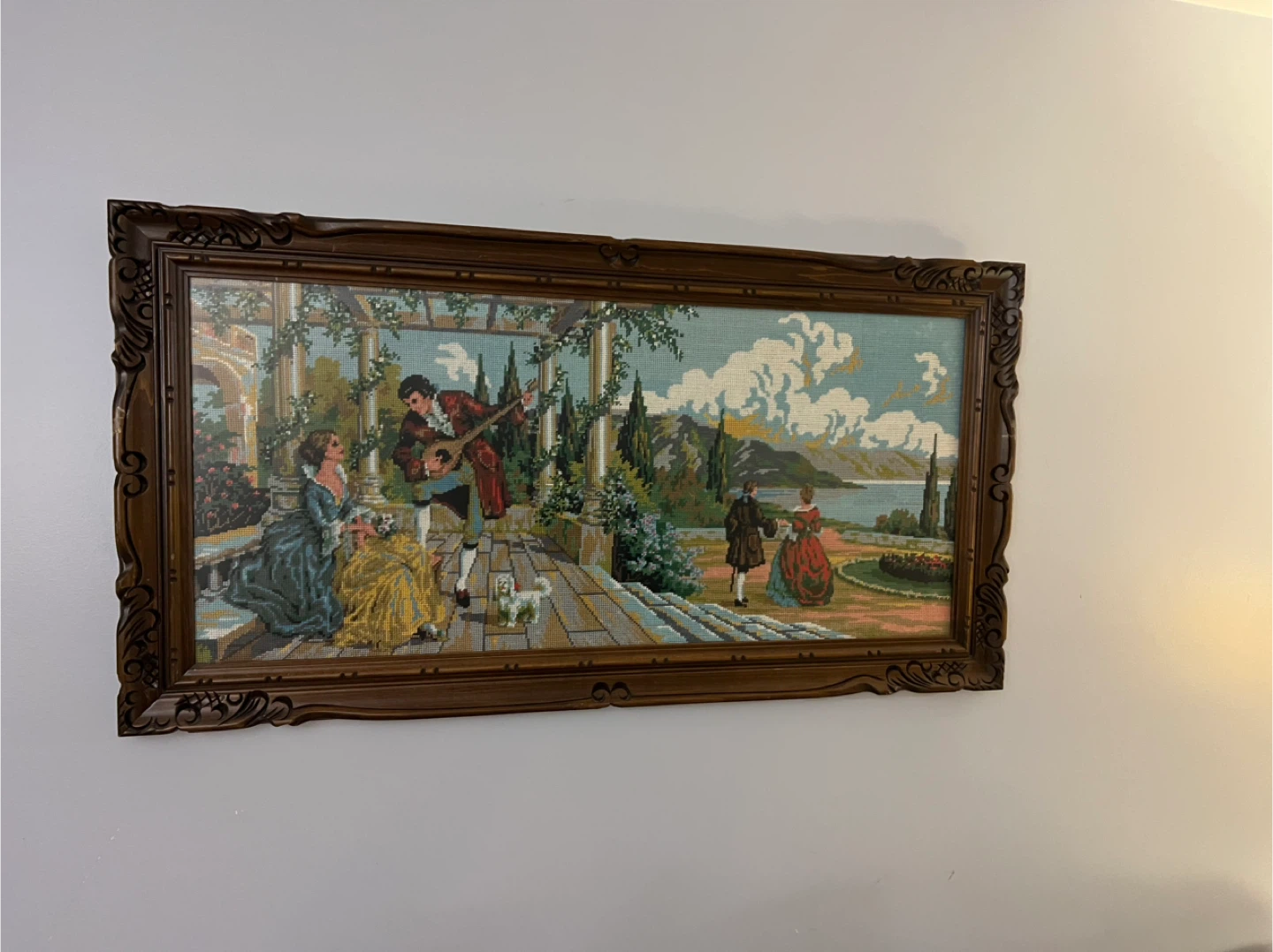 Free delivery used Framed Tapestry Wall Art - Garden Scene - photo 2