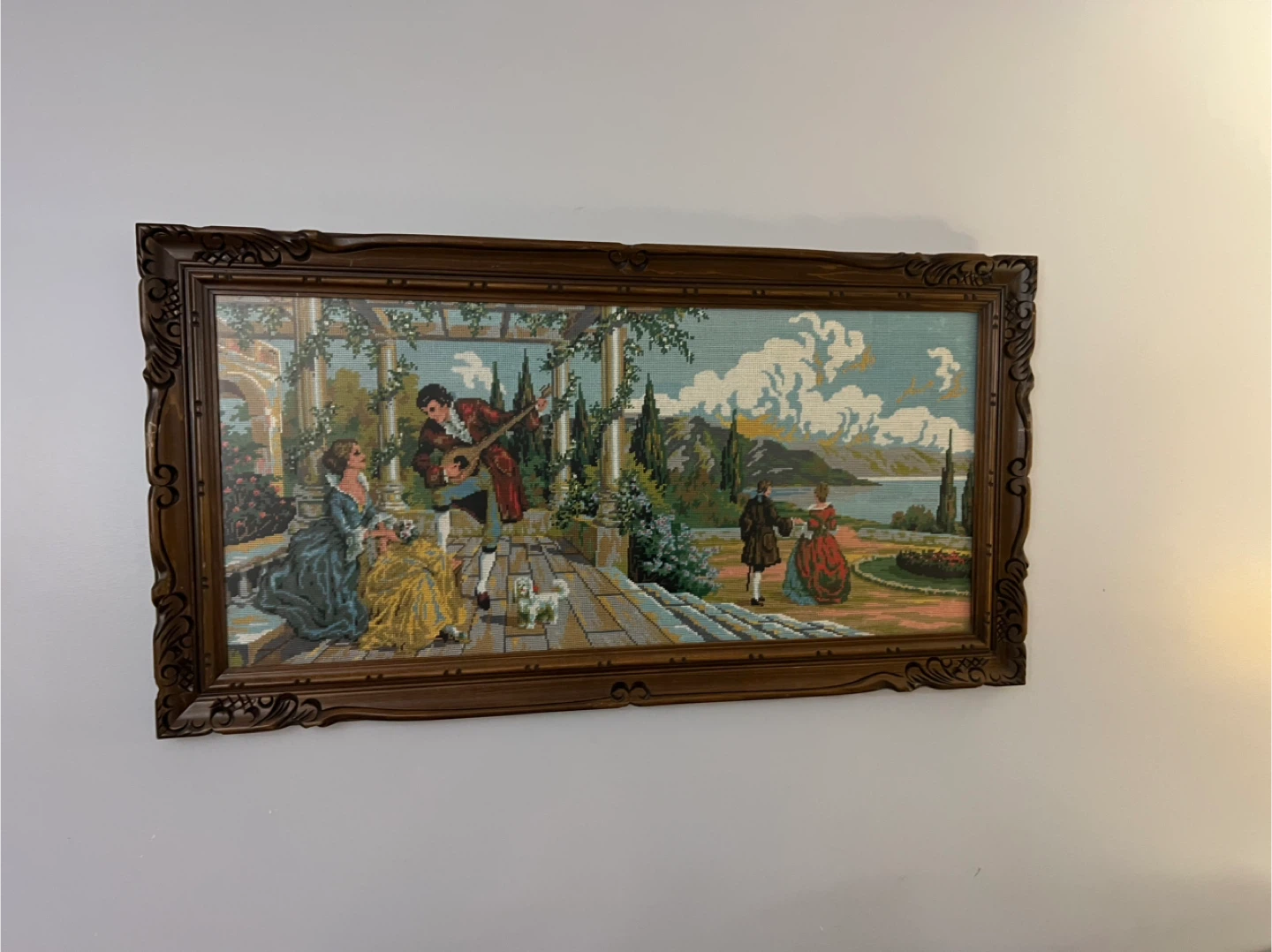 Free delivery used Framed Tapestry Wall Art - Garden Scene - photo 5