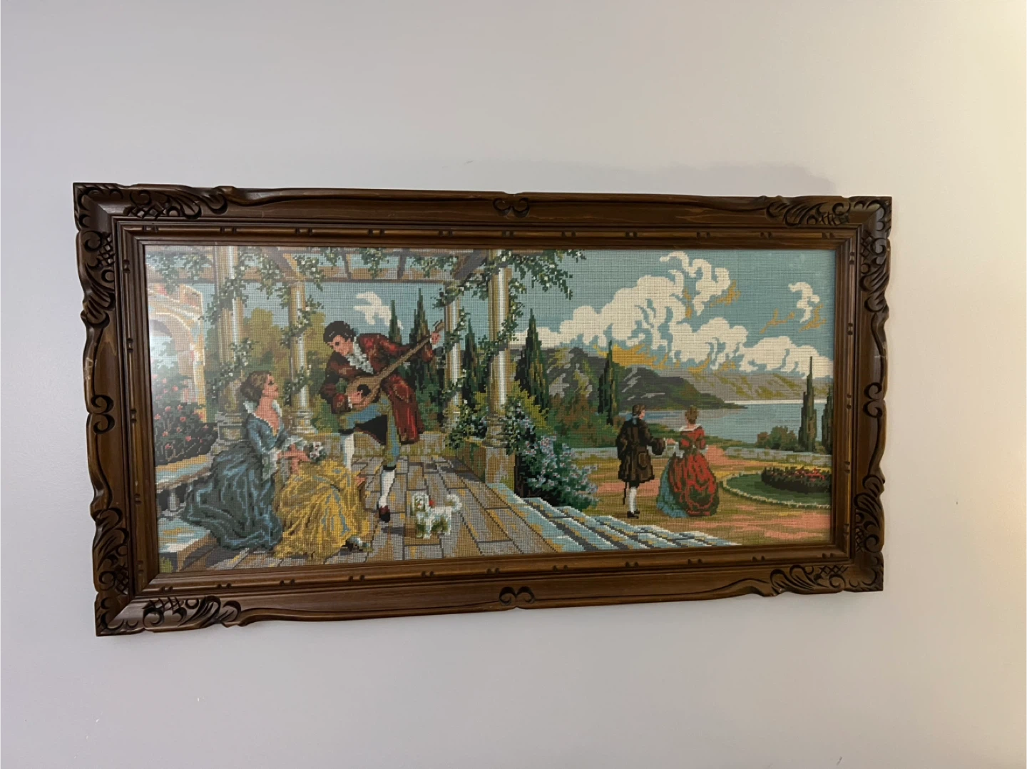 Free delivery used Framed Tapestry Wall Art - Garden Scene - photo 4