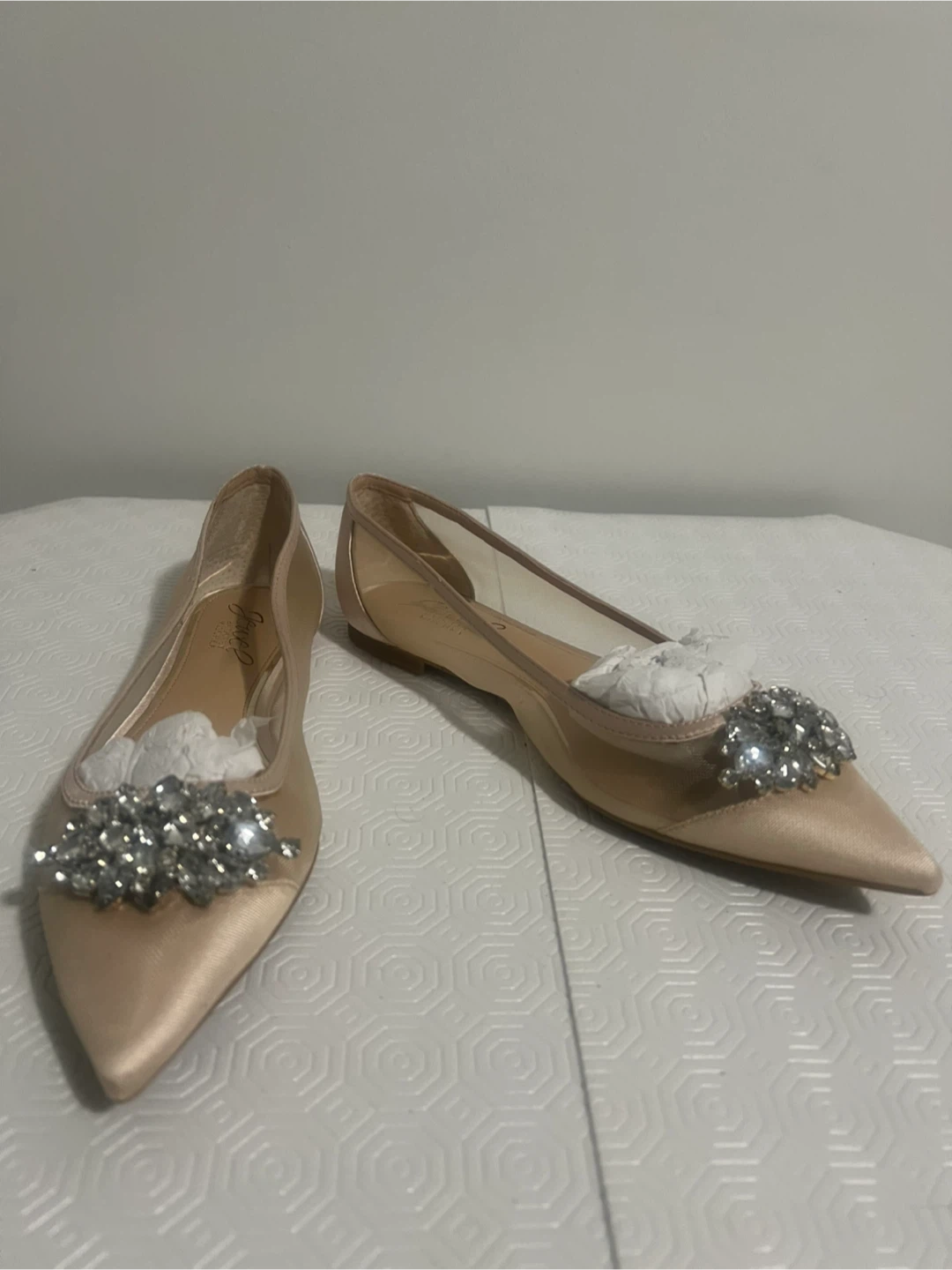 Jewel Badgley Mischka Embellished Ballet Flats - Rose Gold - photo 3