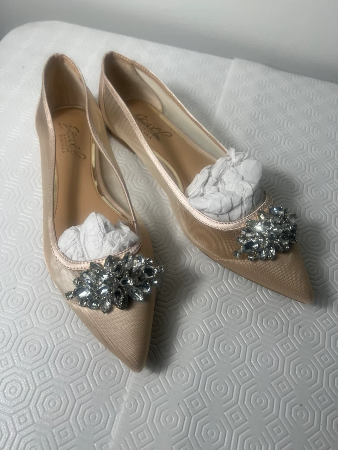 Jewel Badgley Mischka Embellished Ballet Flats - Rose Gold - photo 4