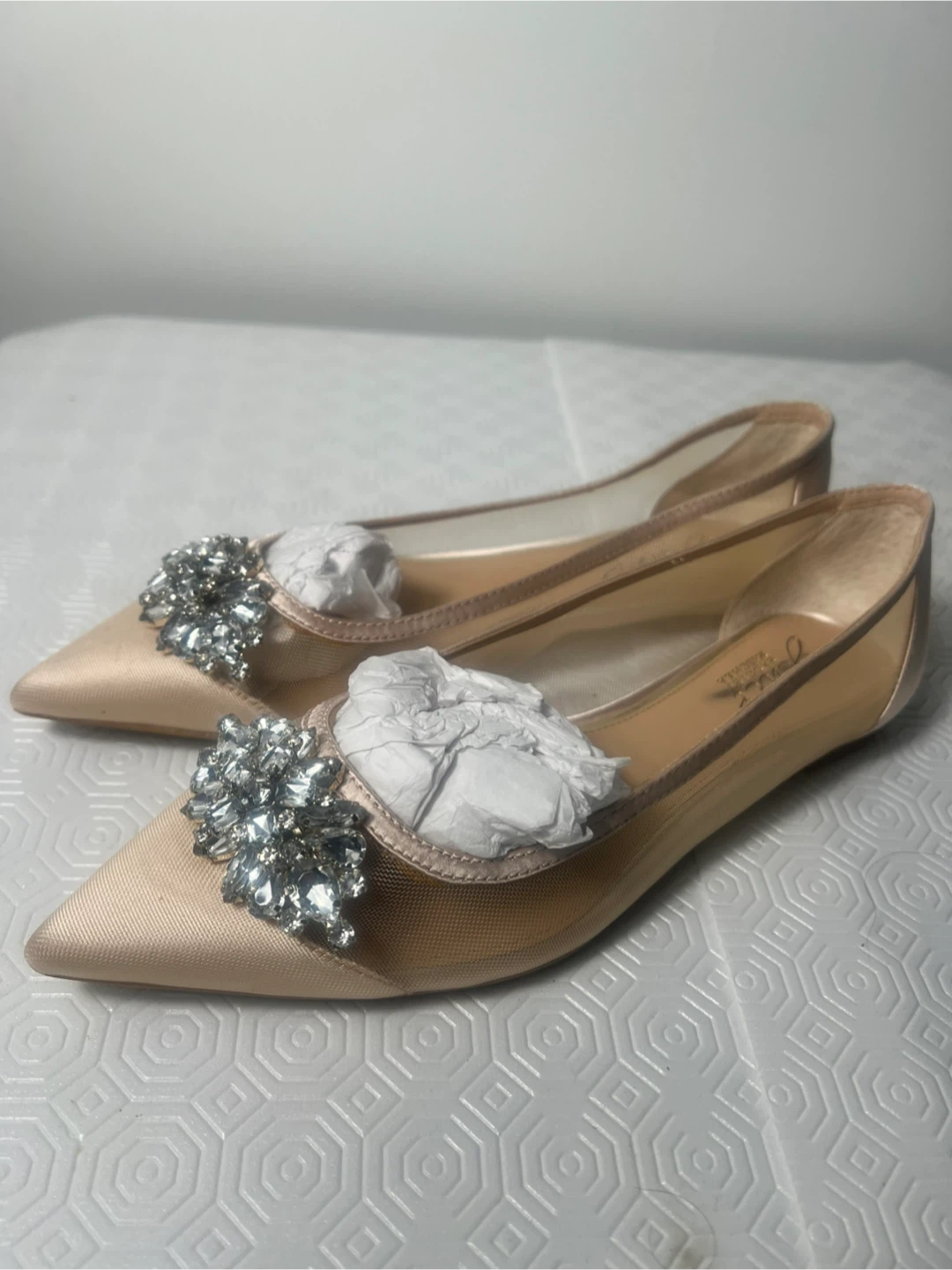 Jewel Badgley Mischka Embellished Ballet Flats - Rose Gold