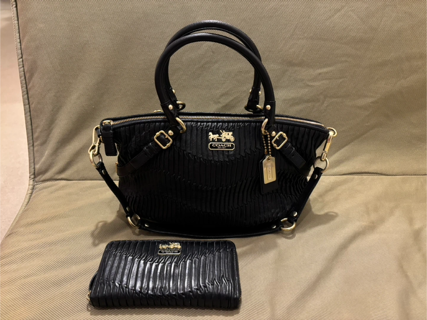 Coach Madison Gathered Leather Sophia Satchel and a Wallet Set