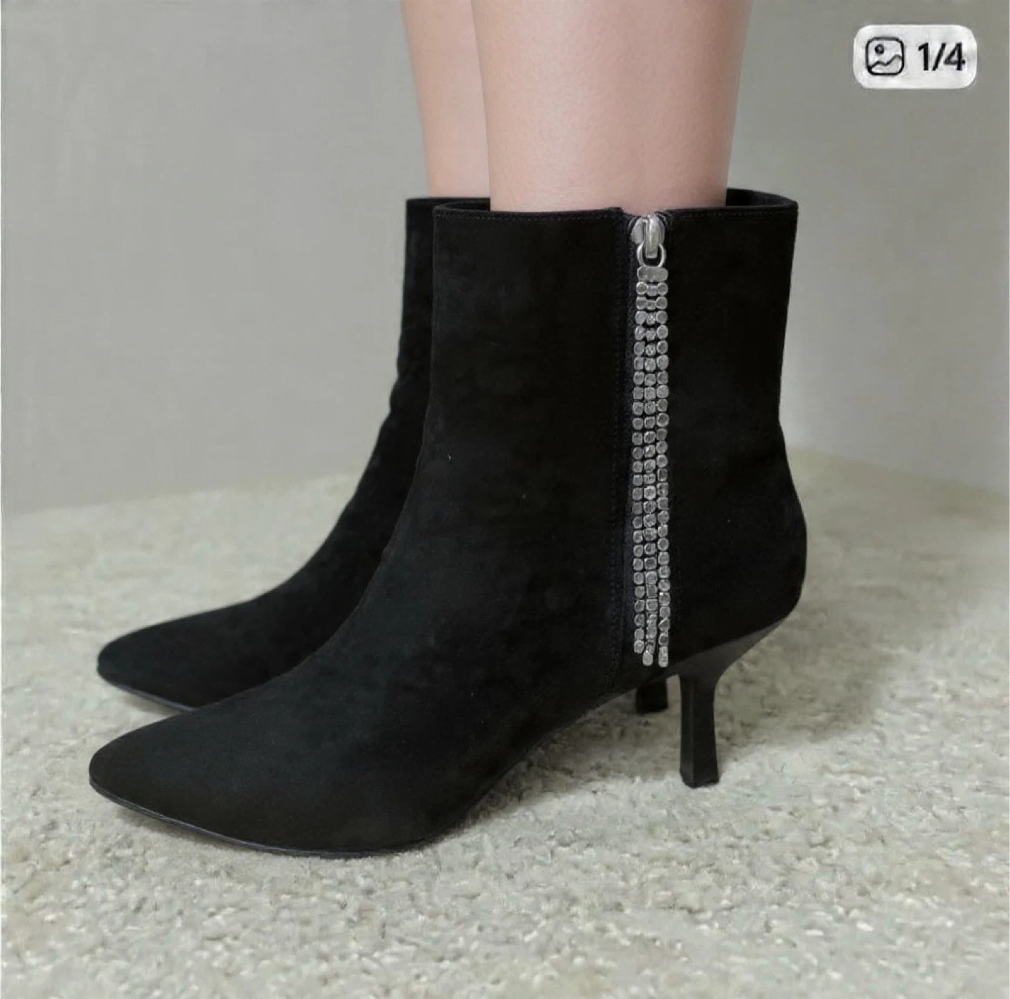 Open Edit black suede ankle boots