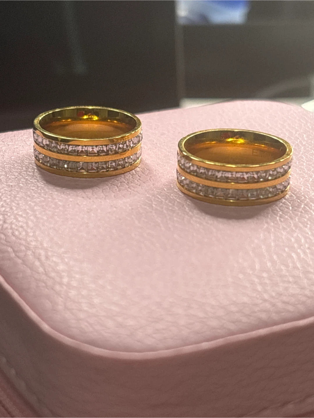 18k gold plated waterproof rings with clear stones