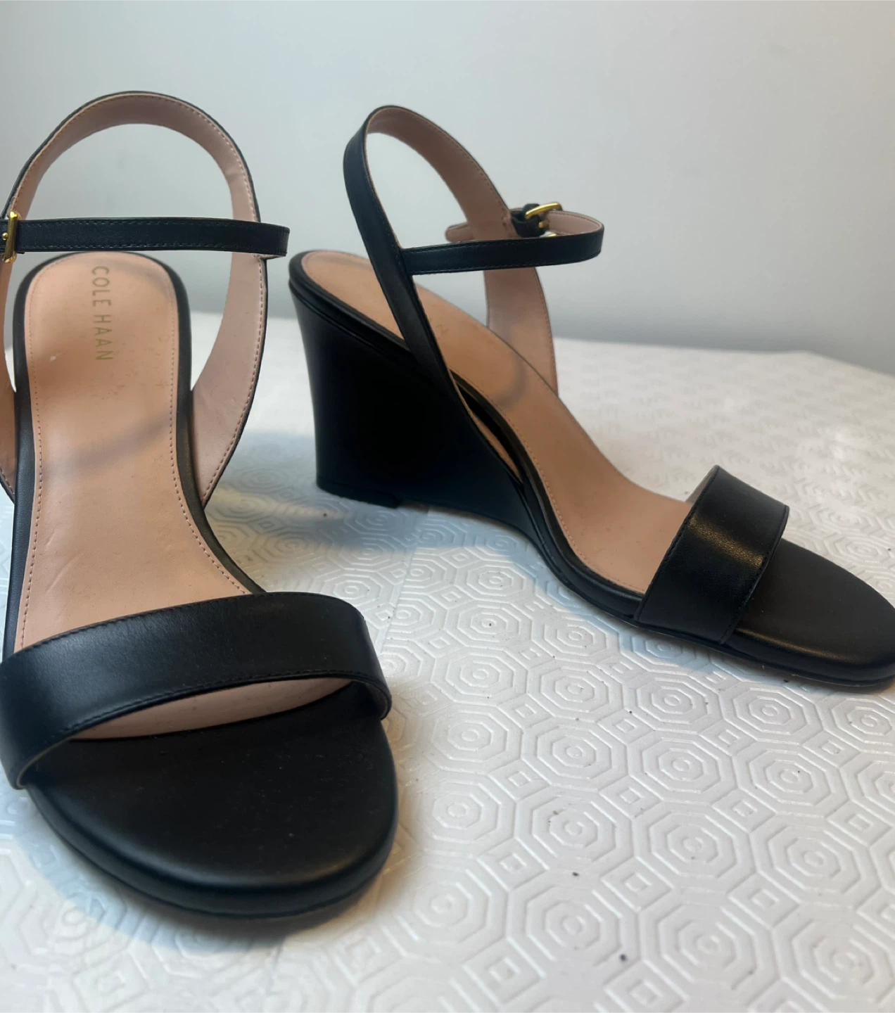 Cole Haan Black Leather Wedge Sandals - photo 2
