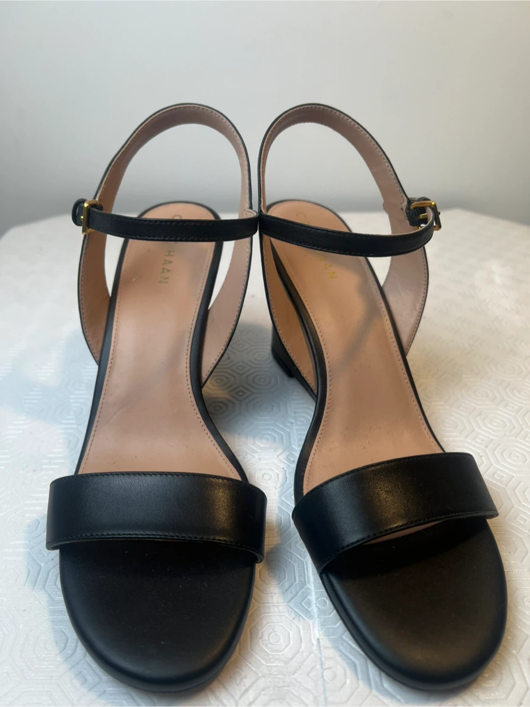 Cole Haan Black Leather Wedge Sandals - photo 3
