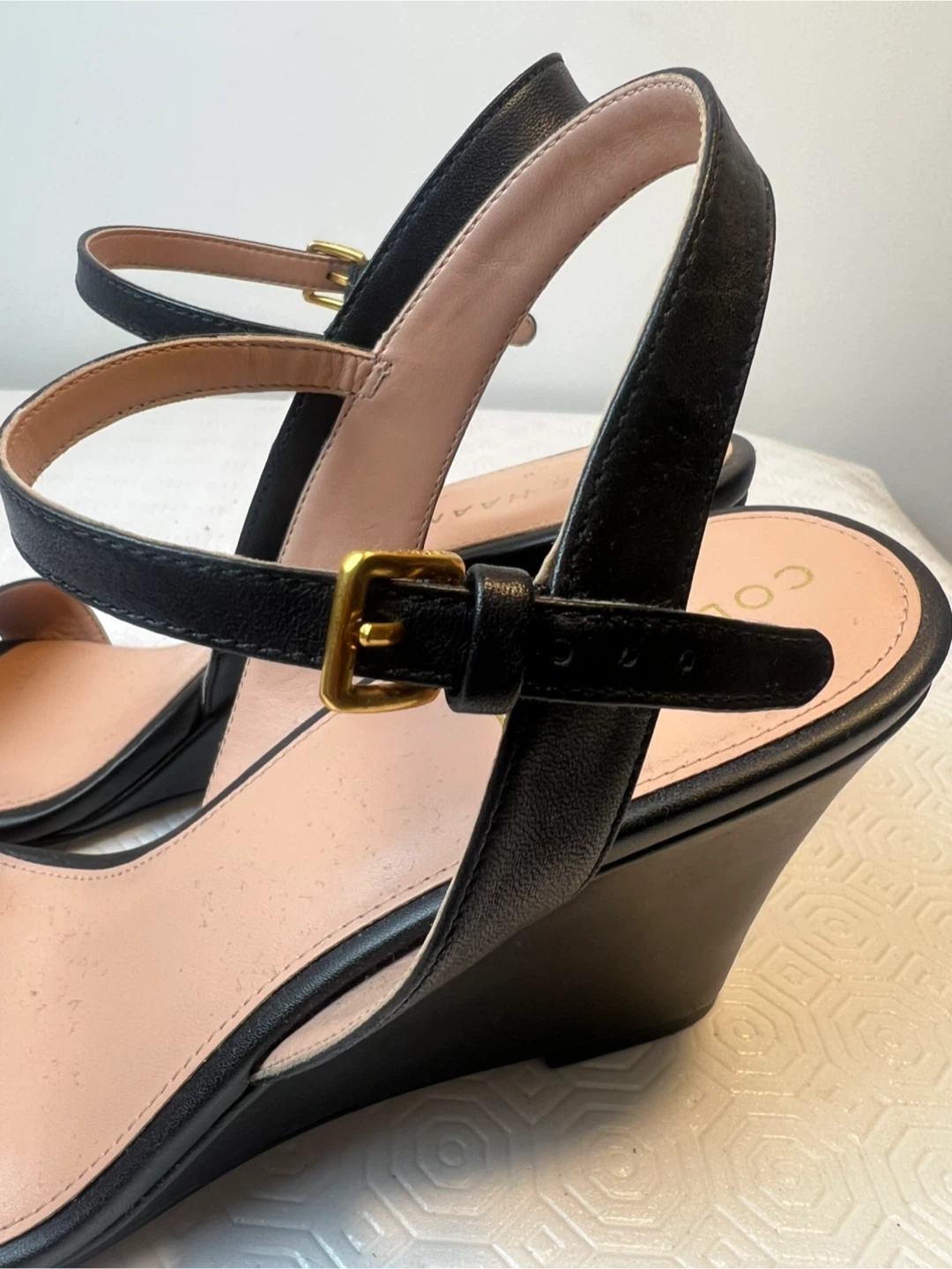 Cole Haan Black Leather Wedge Sandals - photo 5