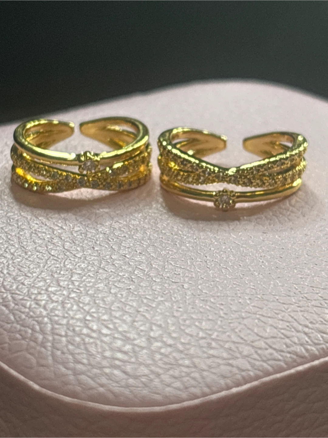18k gold plated waterproof rings with rhinestones