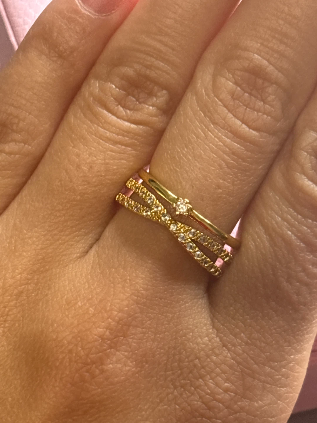 18k gold plated waterproof rings with rhinestones - photo 2