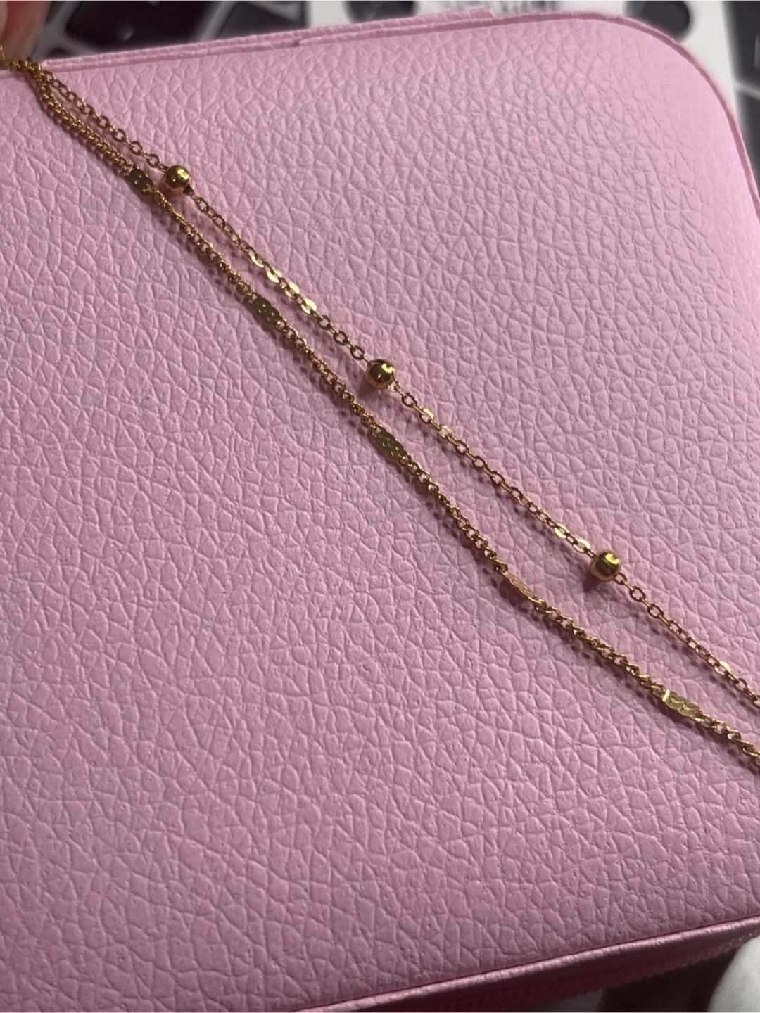 18k gold plated waterproof Double Chain Gold Bracelet with Beads - photo 2