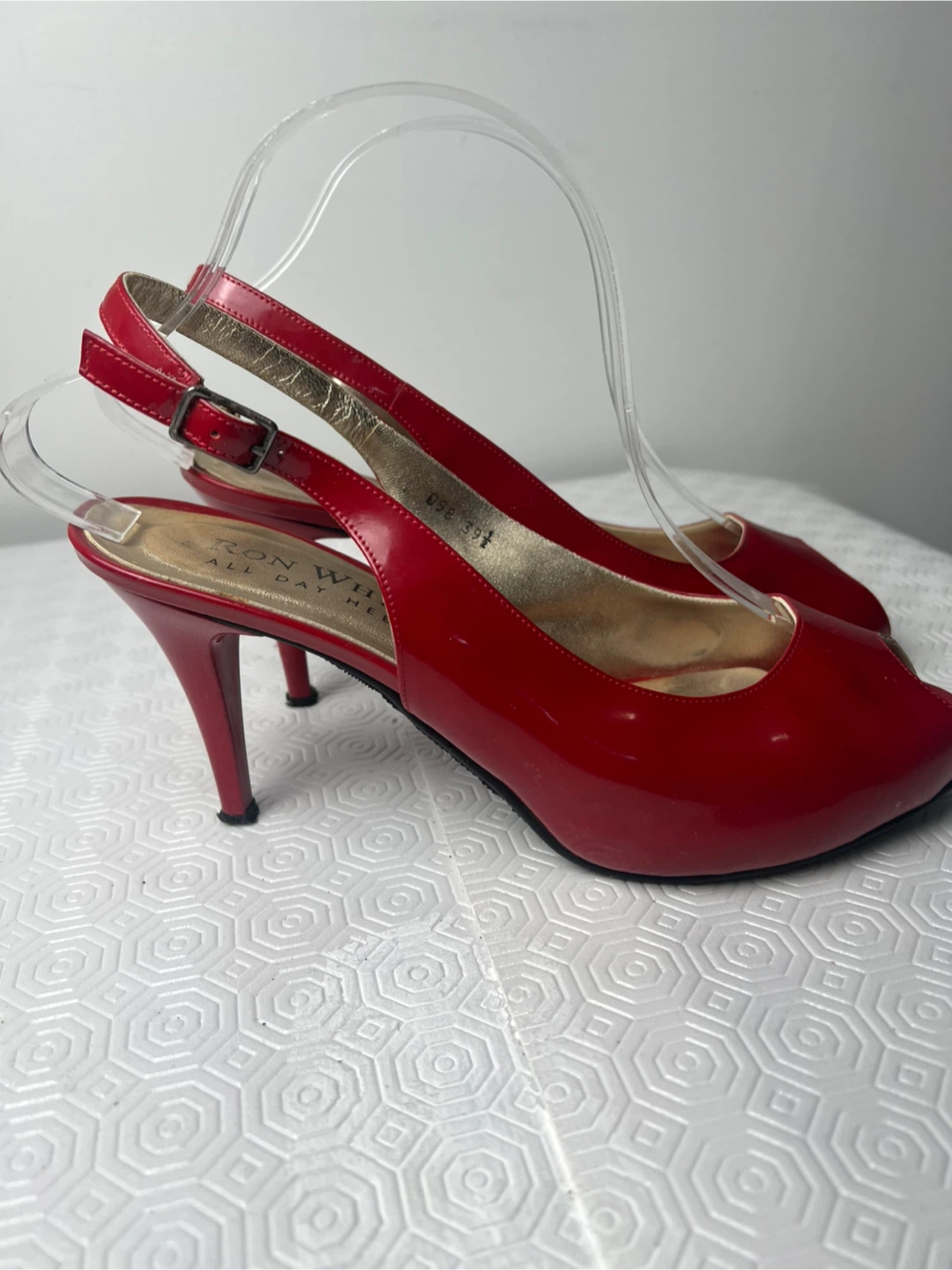 Ron White Red Patent Leather Slingback Heels