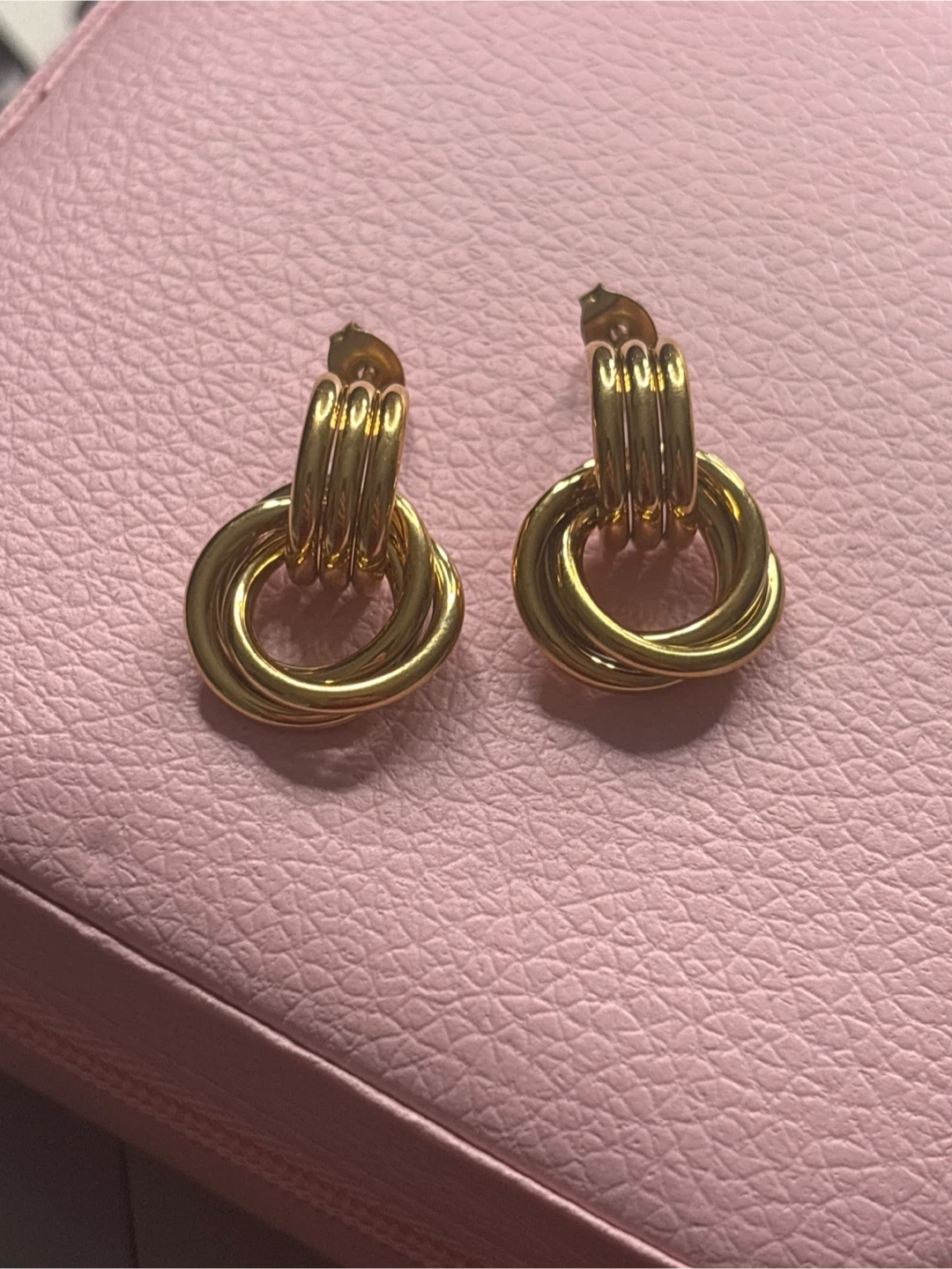 18k gold plated waterproof Interlocking Hoop Drop Earrings