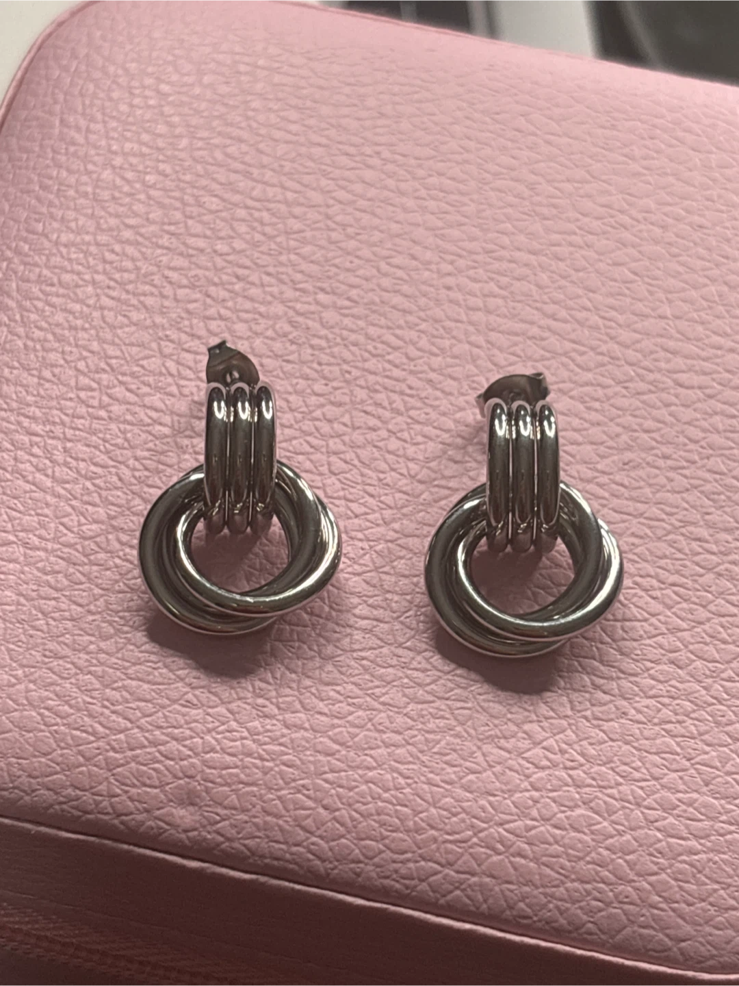 Waterproof Silver Tone Hoop Drop Earrings