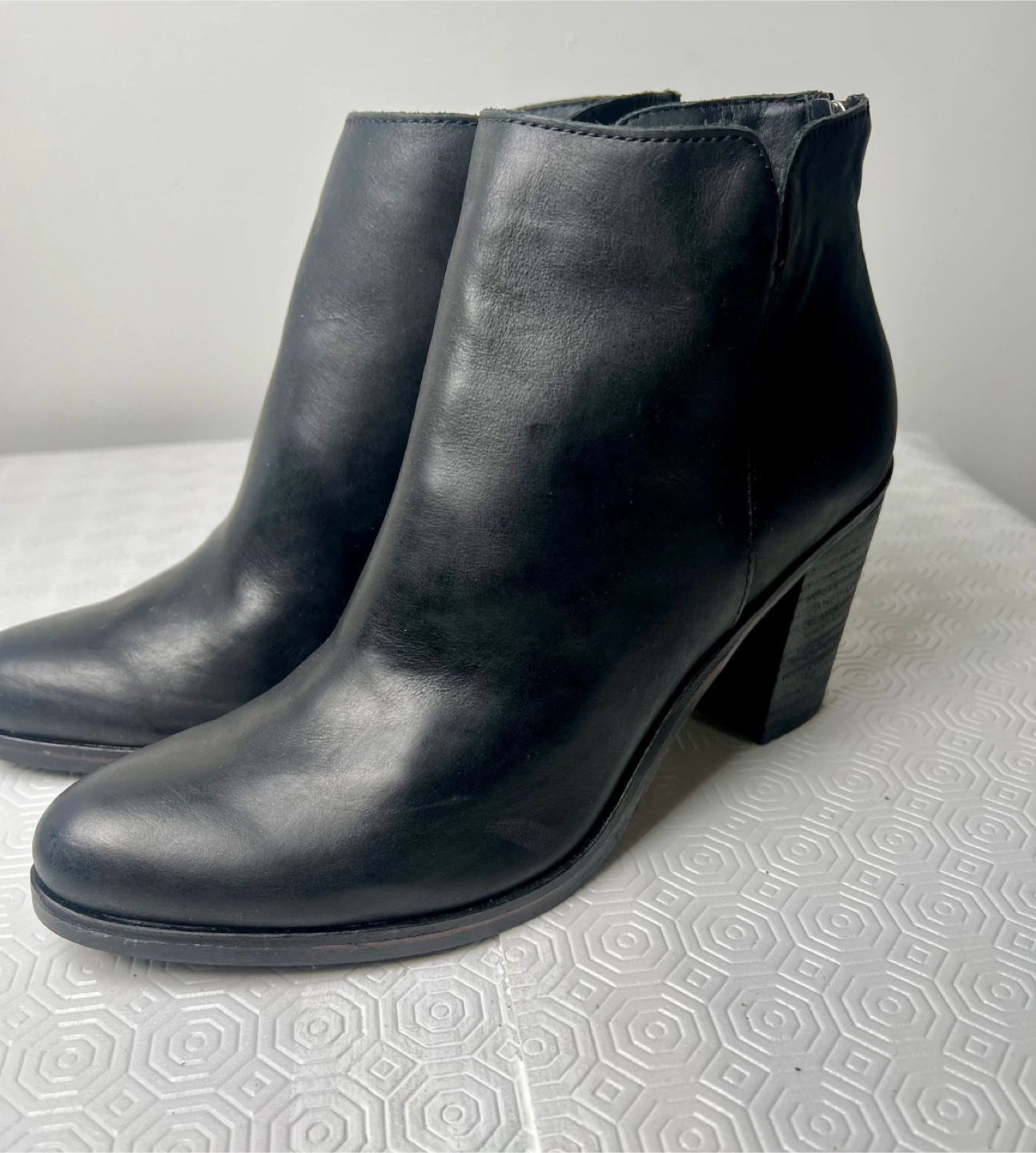 BP Black Leather Heeled Ankle Boots