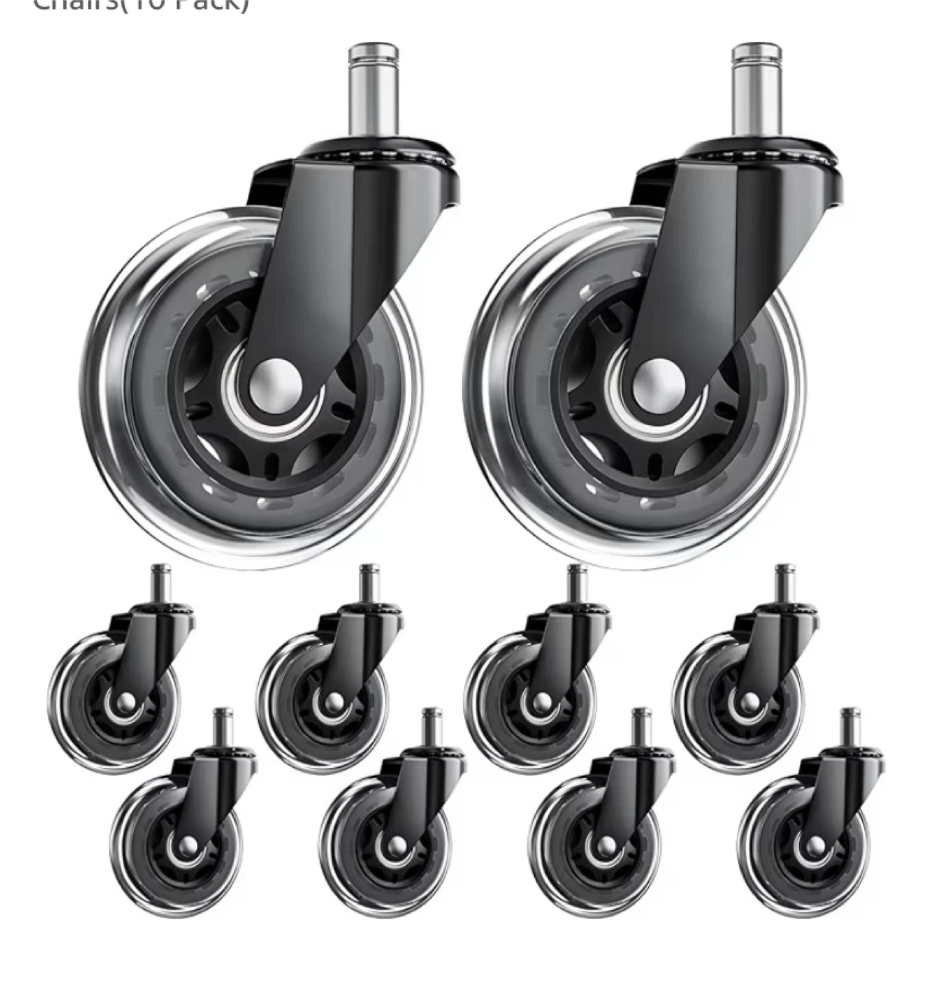 Office Chair Caster Wheels - Set of 10