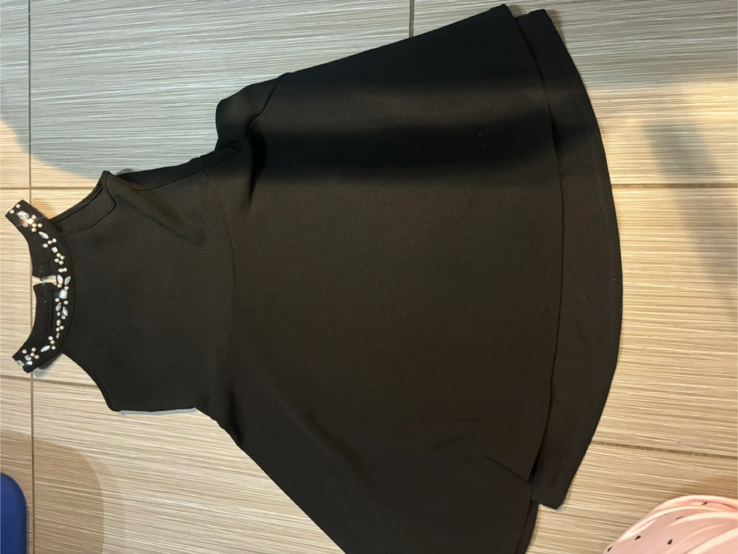 Kids medium Black Embellished Neckline Top