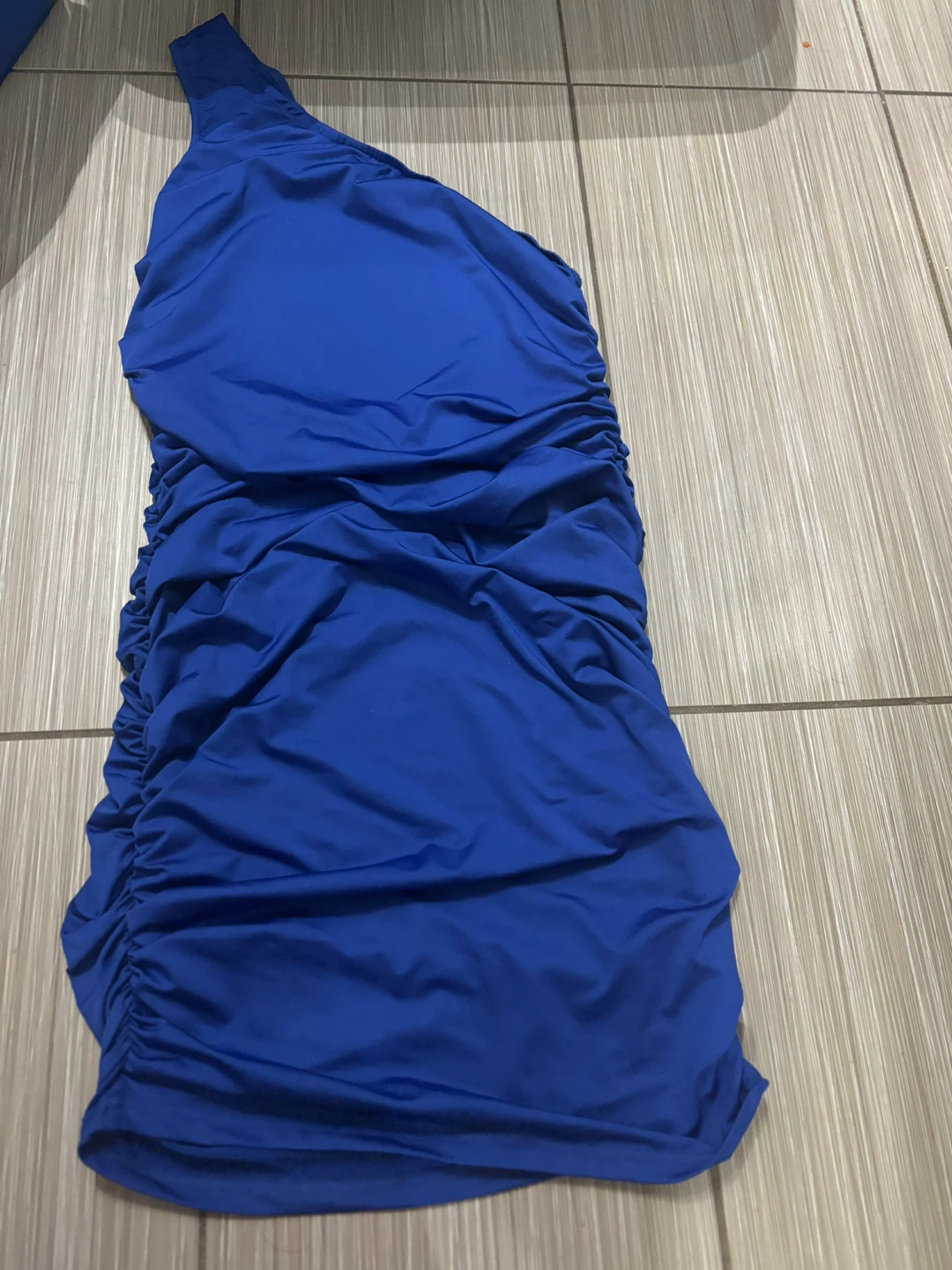 Royal Blue One-Shoulder Ruched Dress