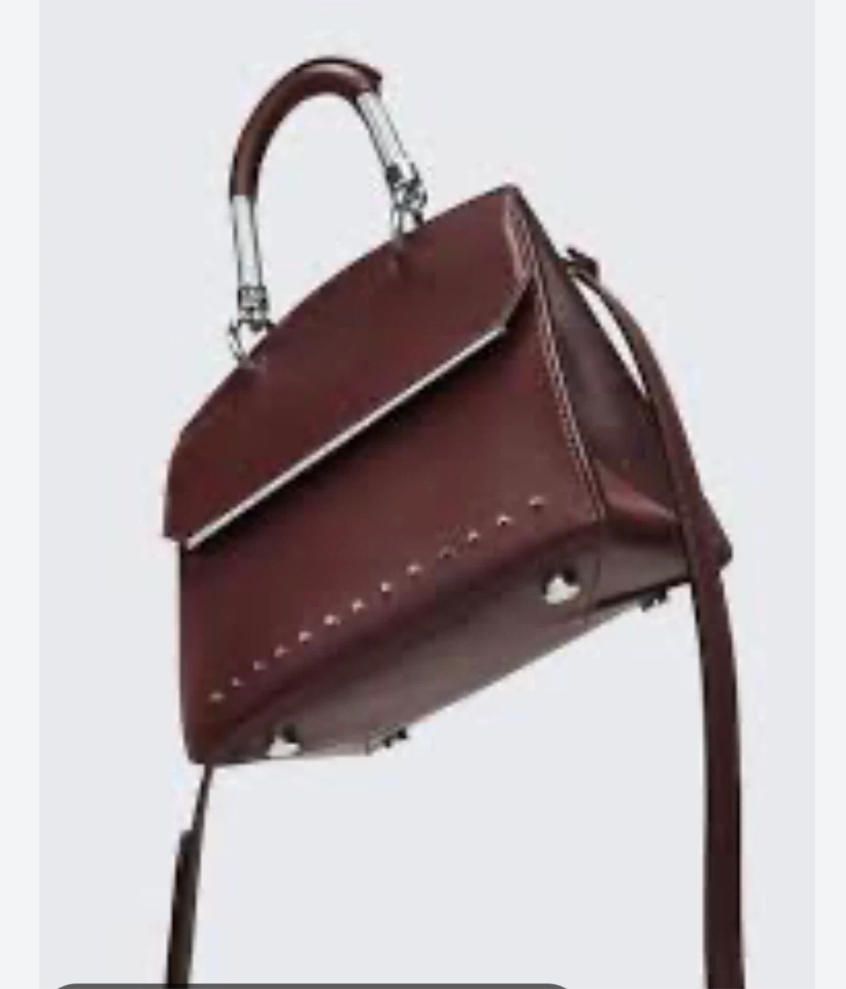 Alexander Wang Maroon Leather Studded Top Handle Satchel Bag