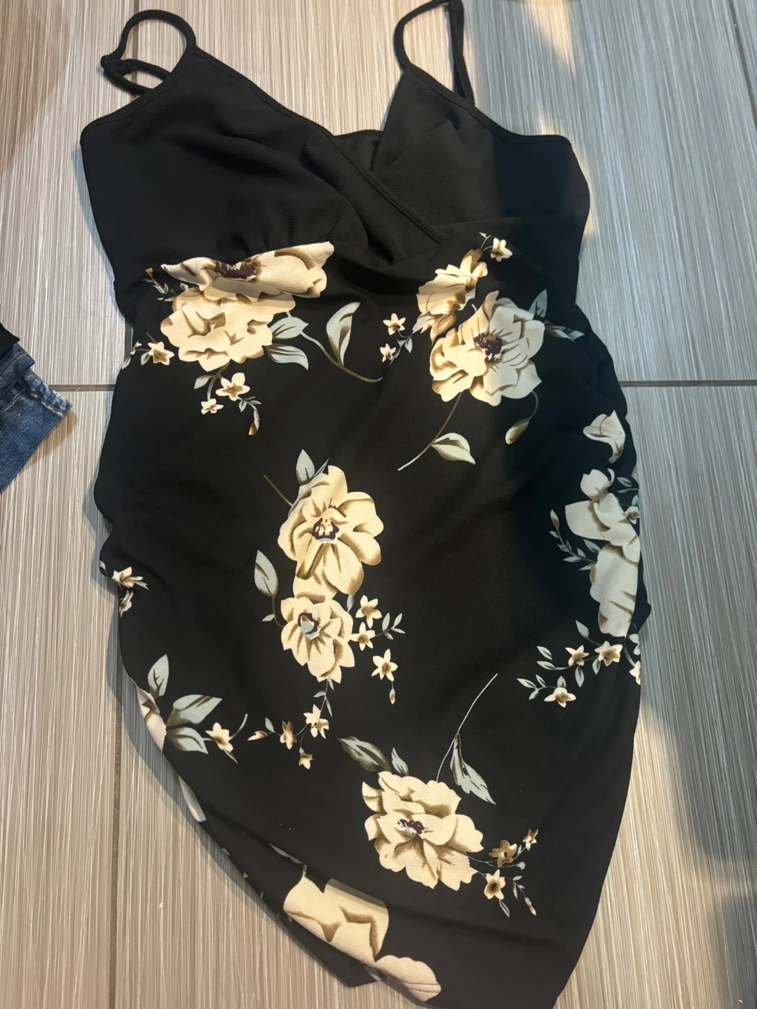 Black Floral Mini Dress-Large