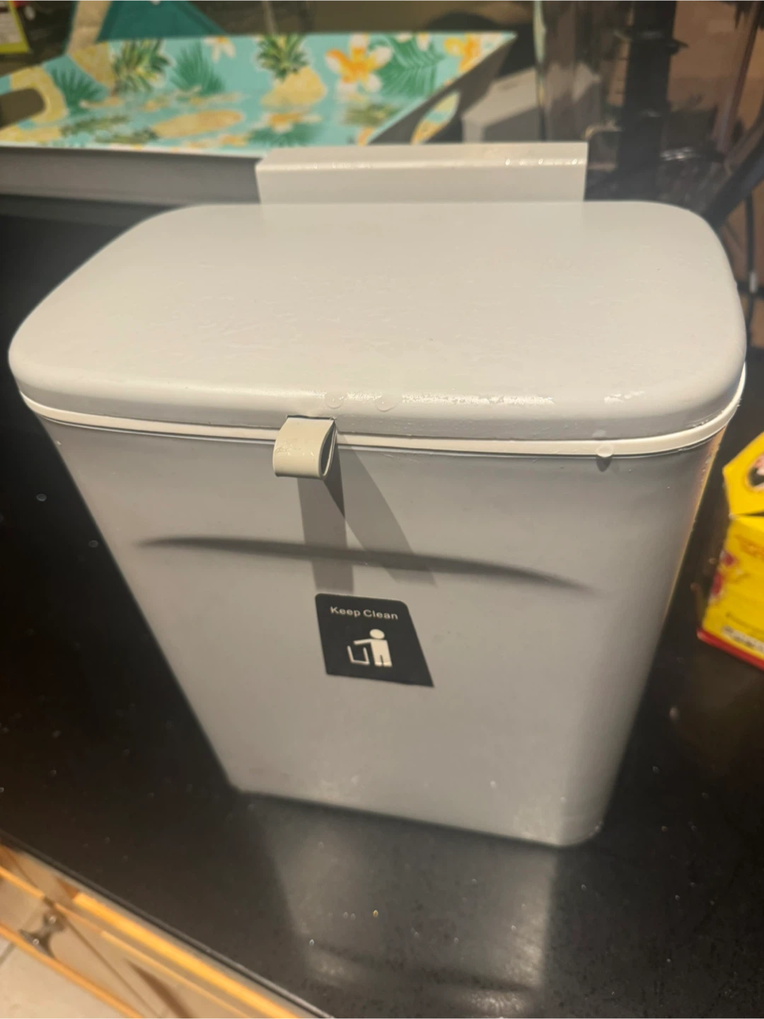Grey Hanging Kitchen Compost Bin with Lid - photo 4