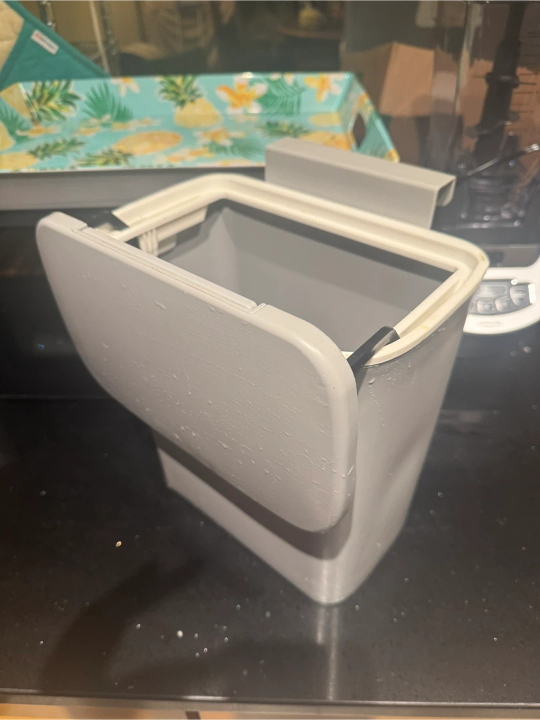 Grey Hanging Kitchen Compost Bin with Lid - photo 3